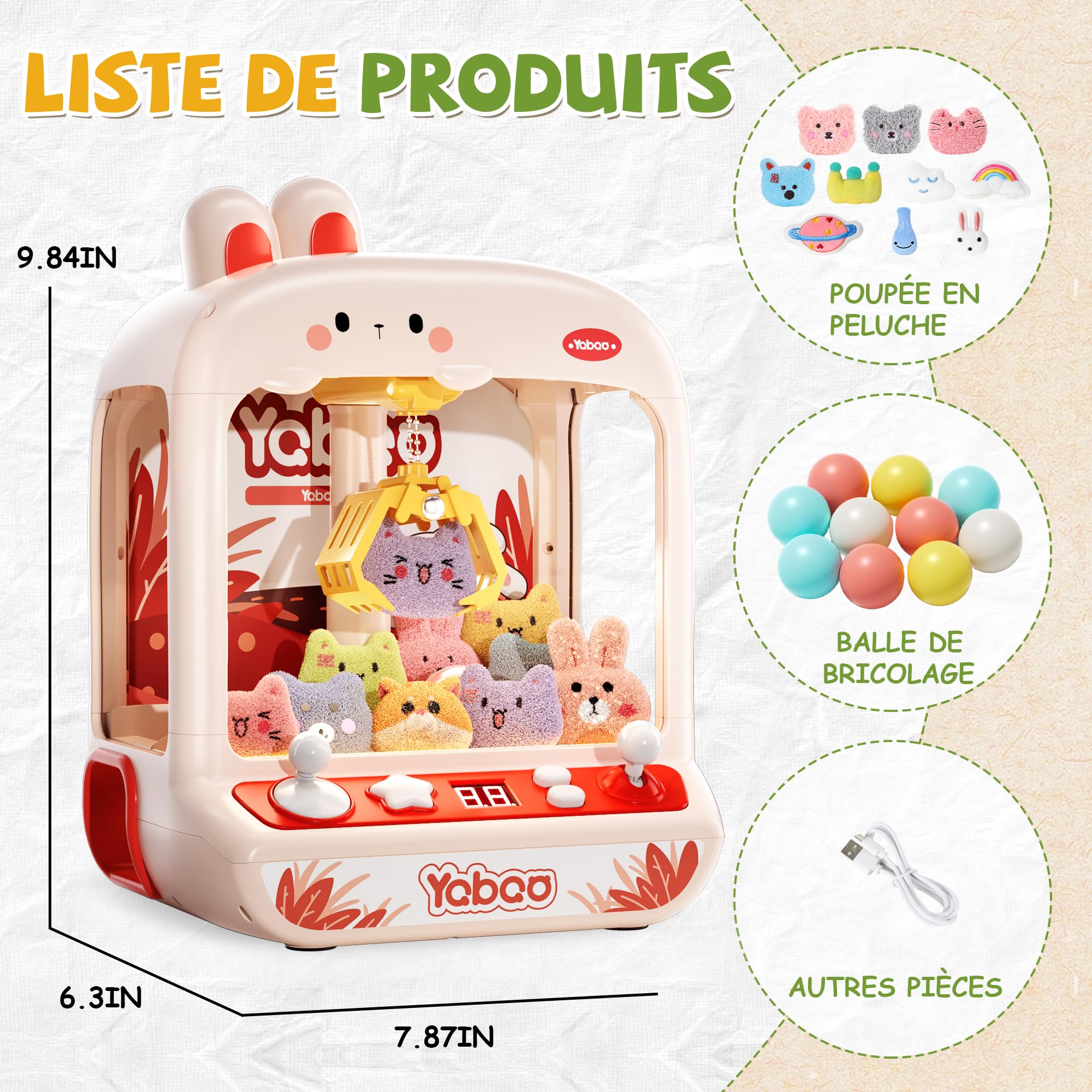 Lapin Machine à Pince pour Enfants Fille,Machine à Pince Jouet Fille 6 7 8 Ans,Mini Machine à Griffes avec Son et LumièRes,Ideas Cadeau Anniversaire pour Enfants de 4 5 6 7 8