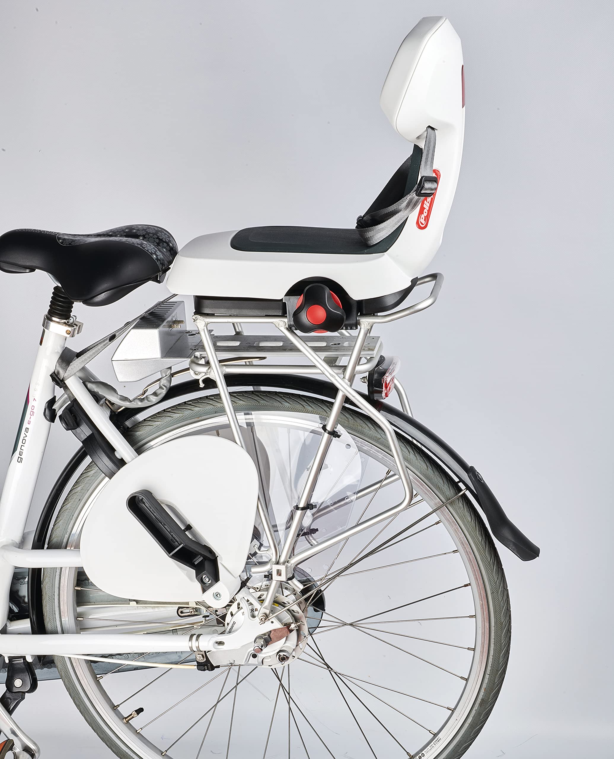 Polisport Guppy Junior tylny fotelik rowerowy dla dzieci do 35 kg – bezpieczny, wygodny, doskonały – bagażnik