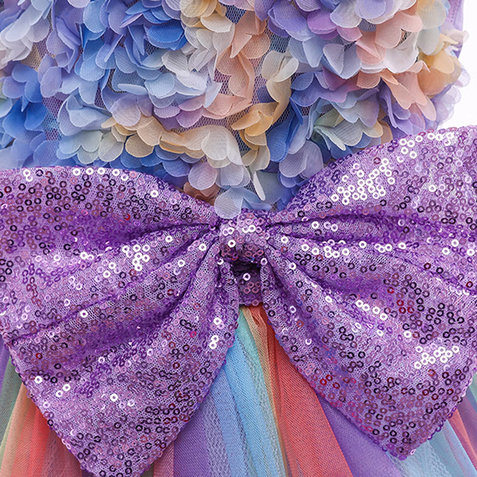 Abito da principessa per ragazze, abito da sera con fiori, in tulle, colorato, per feste di compleanno, matrimoni, damigelle d'onore, festività