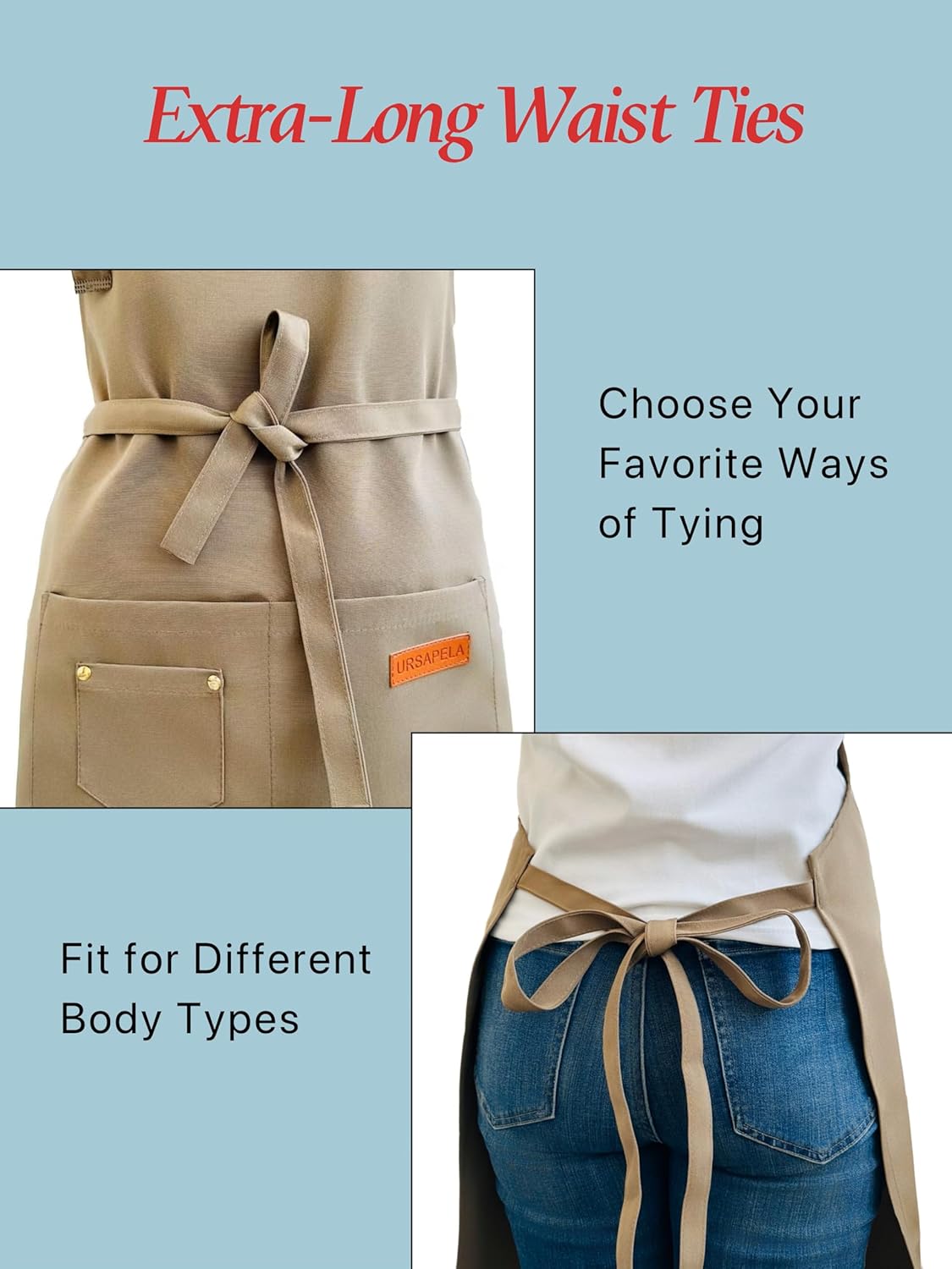 Kitchen Cooking Apron for Women Men Water-Resistant Artist Barista Baking Craft Catering Work Bib with Large Pockets - Image 4