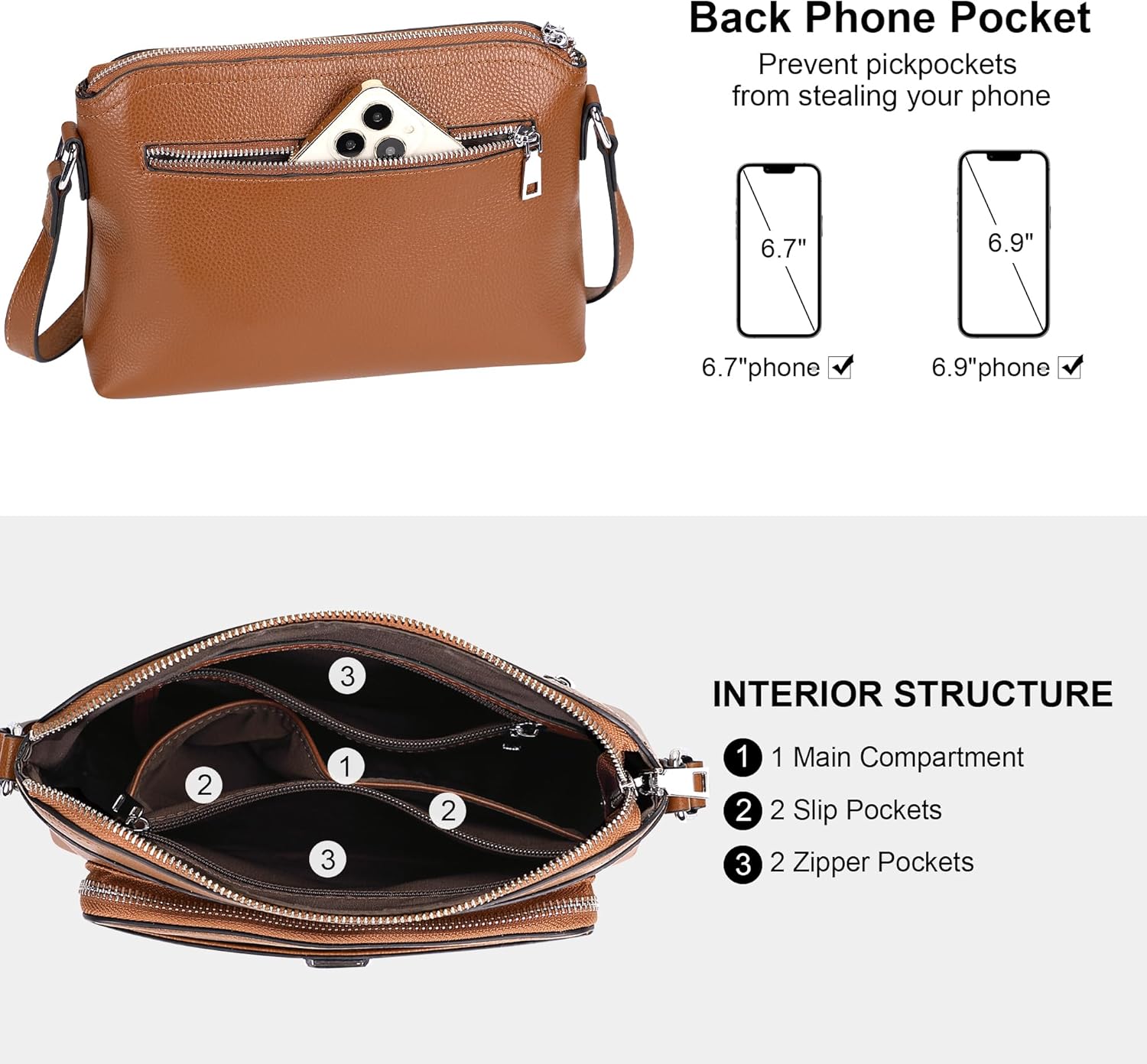 Over Earth Genuine Leather Crossbody Bags for Women Small Ladies Handbags and Purses with Card Slots - Image 5