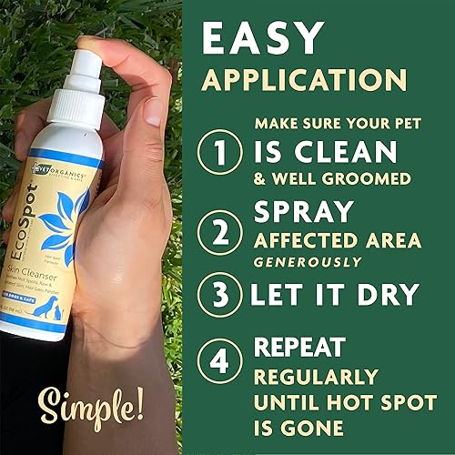 Miniatura 3 de Vet Organics EcoSpot - Aerosol para puntos calientes para perros y gatos – EcoSpot 4 onzas, solución natural para aliviar la alergia de gatos y