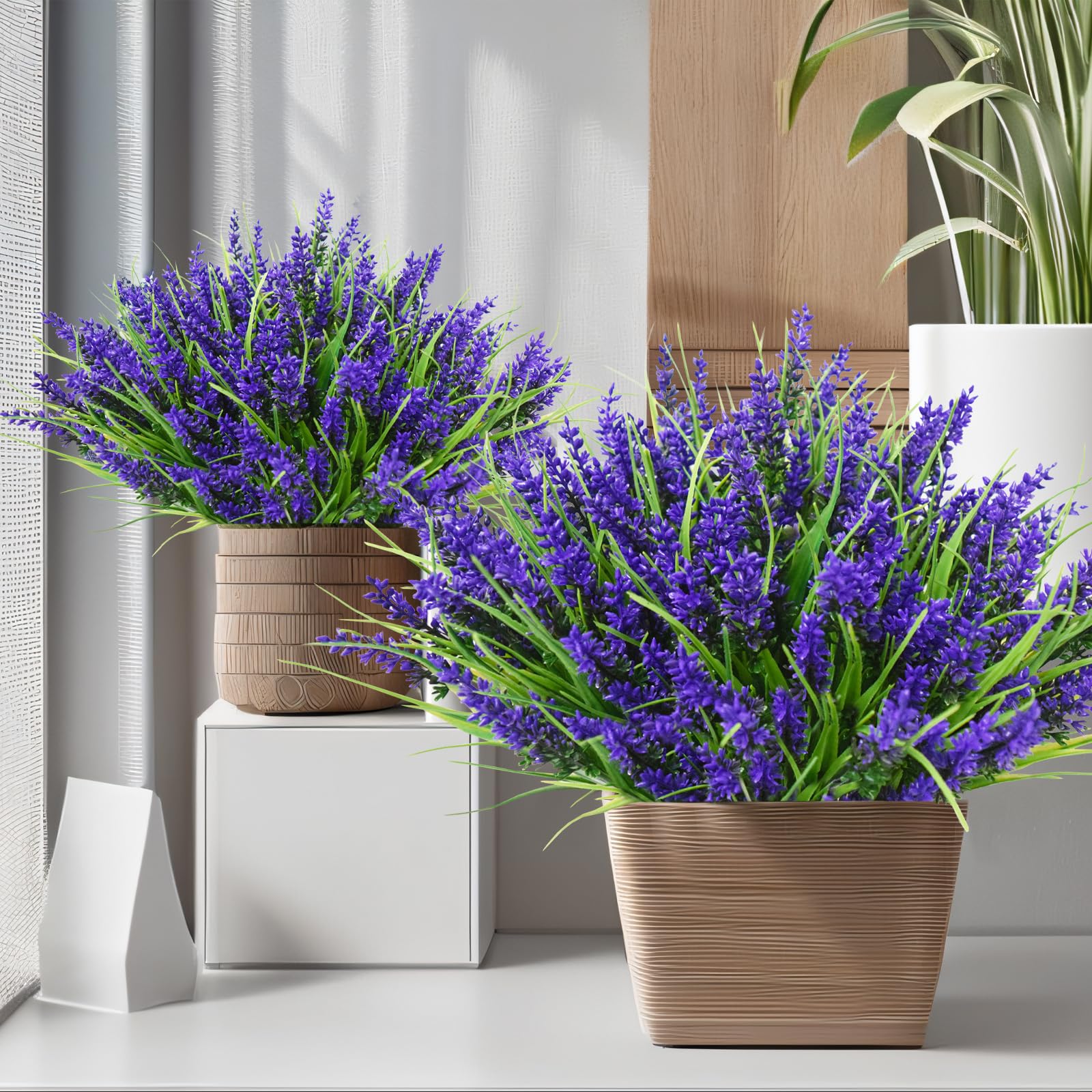 Kinisty 12 Bündel Kunstblumen wie Echt Künstliche Blumen Lavendel Outdoor Wetterfest Balkonpflanzen Frühling Plastikblumen Blumenstrauß für Draußen Balkonkasten Balkon Garten Deko