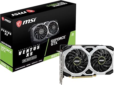 msi Gaming GeForce GTX 1660 Ti 192-bit HDMI/DP 6GB GDRR6 HDCP Support DirectX 12 Dual Fan VR Ready OC Graphics Card (GTX 1660 TI Ventus XS 6G OC)