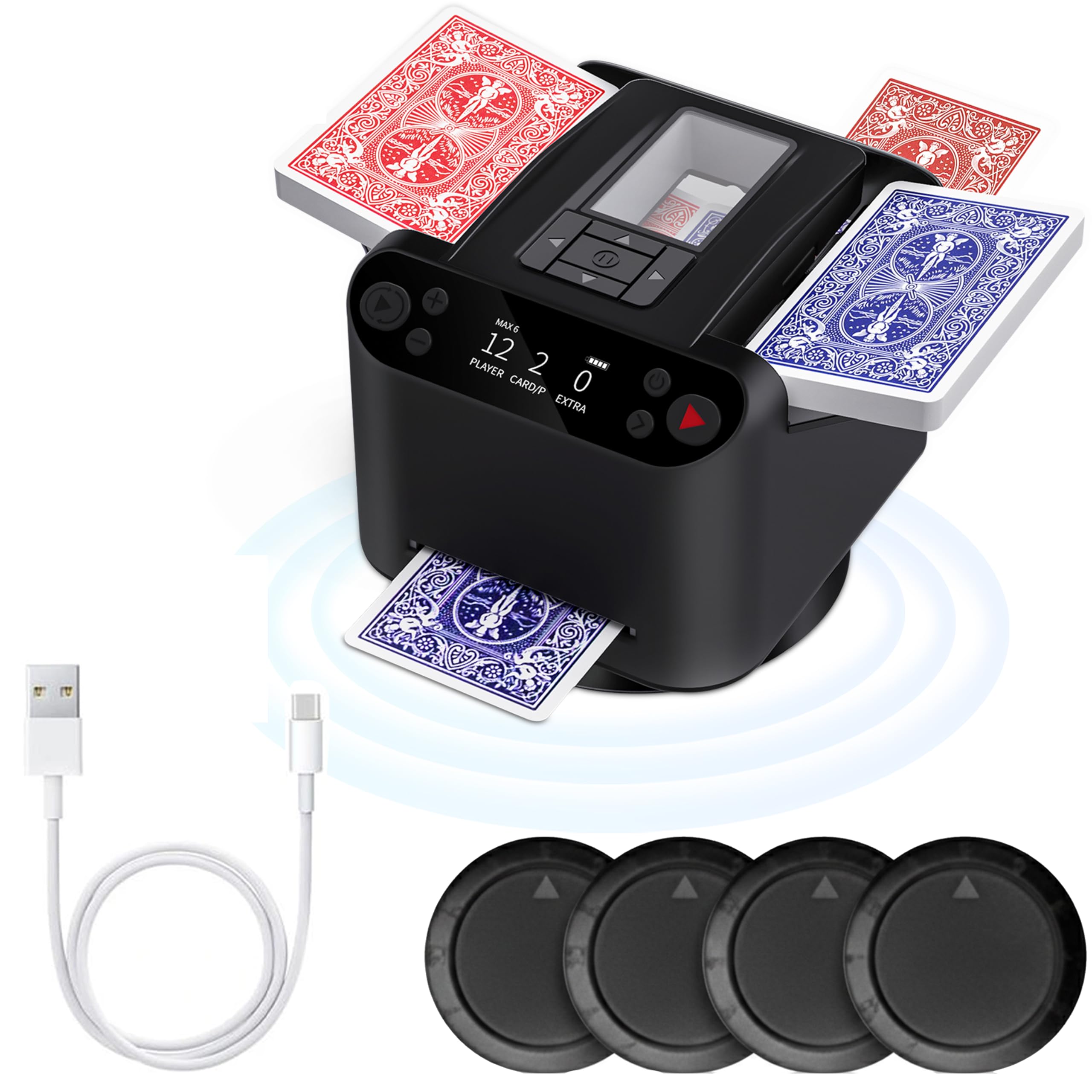 Mescolatore Automatico di Carte | Ricaricabile USB, per Poker e Giochi di Carte, Facile da Usare | Ideale per Famiglie e Serate di Gioco