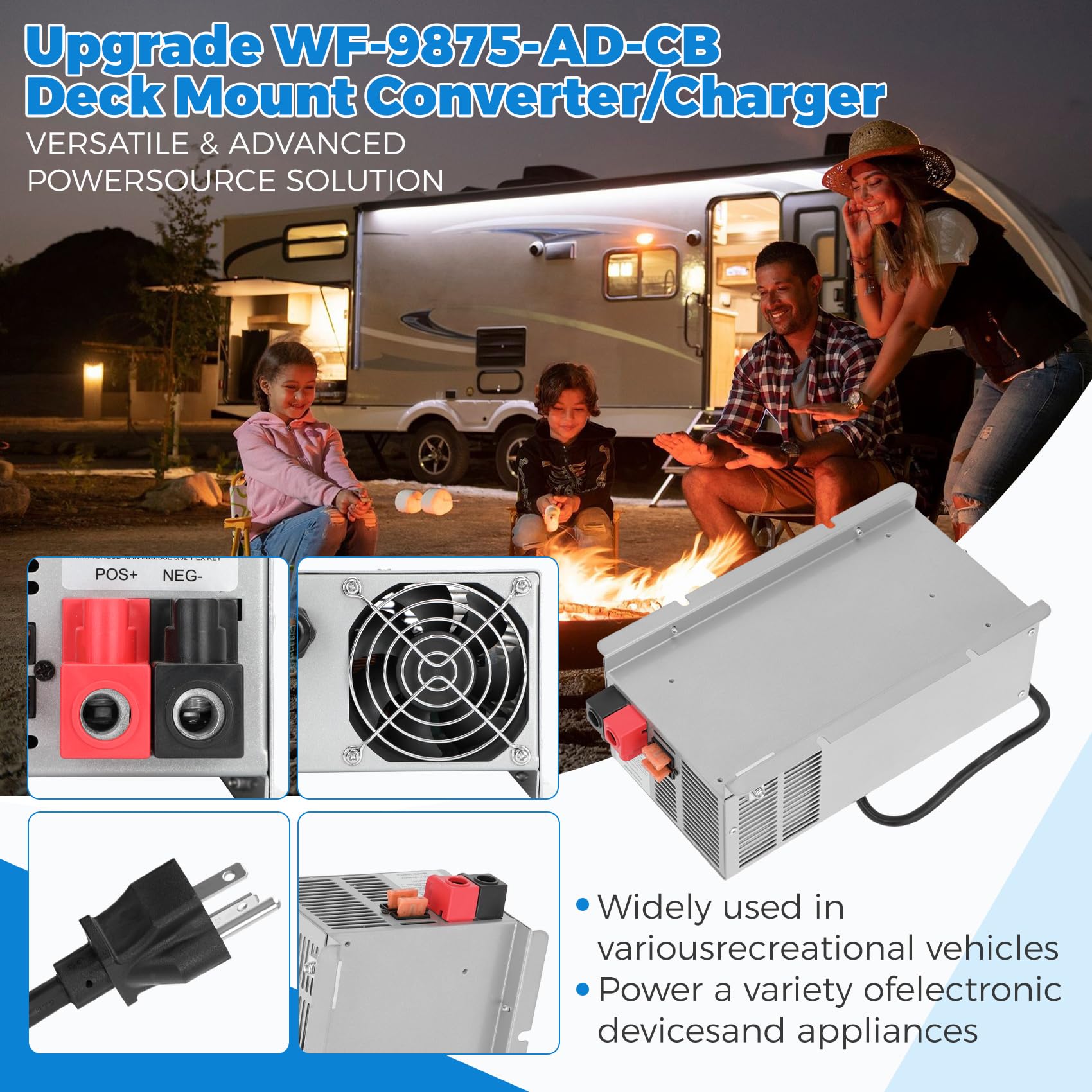 75 Amp WF-9875 RV Converter Charger With Upgraded Plug - Replacement For WF-9800 Series