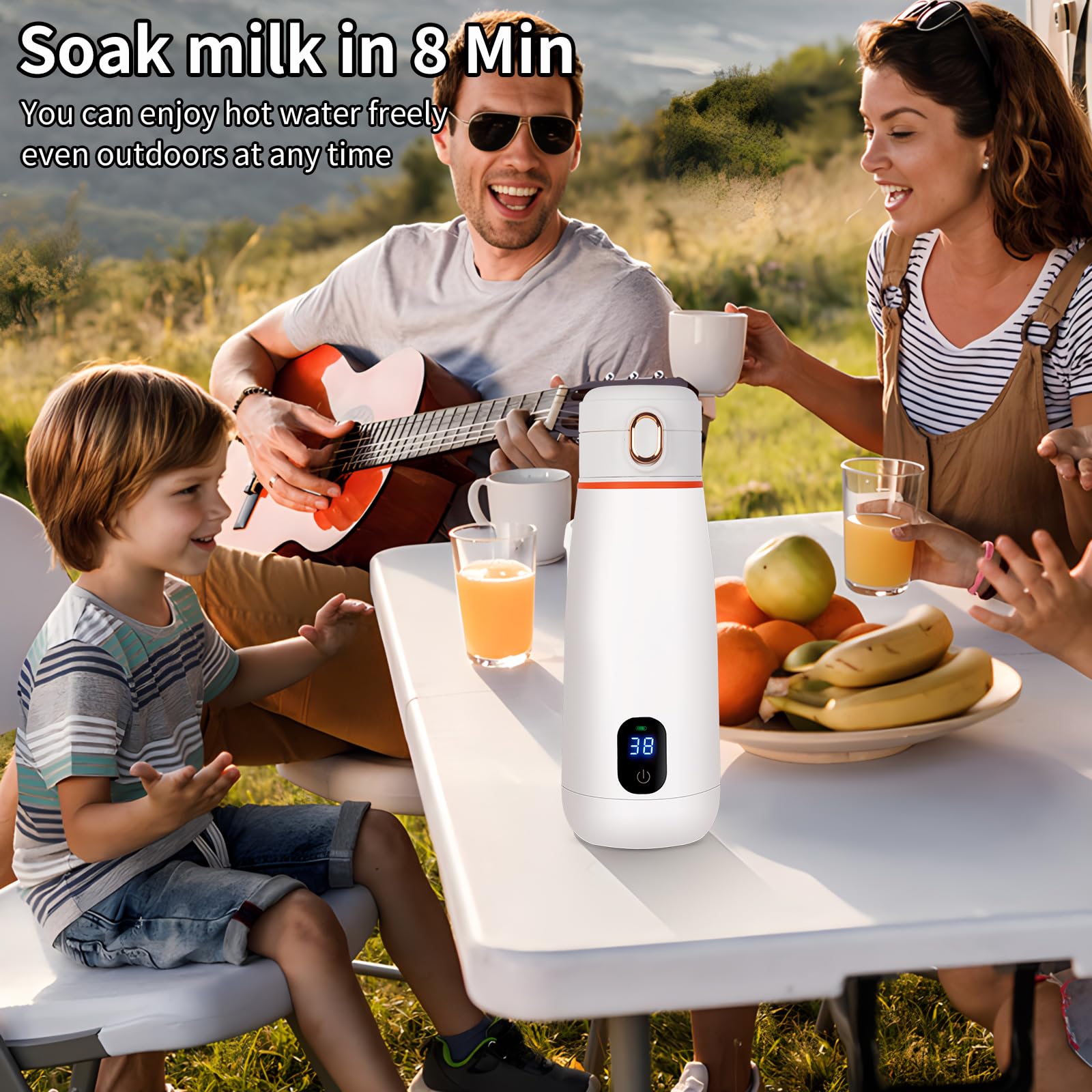 Scaldabiberon Portatile Scalda Biberon Neonato Senza Fili 350ml, Riscaldamento Rapido, Latte Materno e Acqua, Controllo Preciso della Temperatura, Ricarica USB-C Viaggi Regalo
