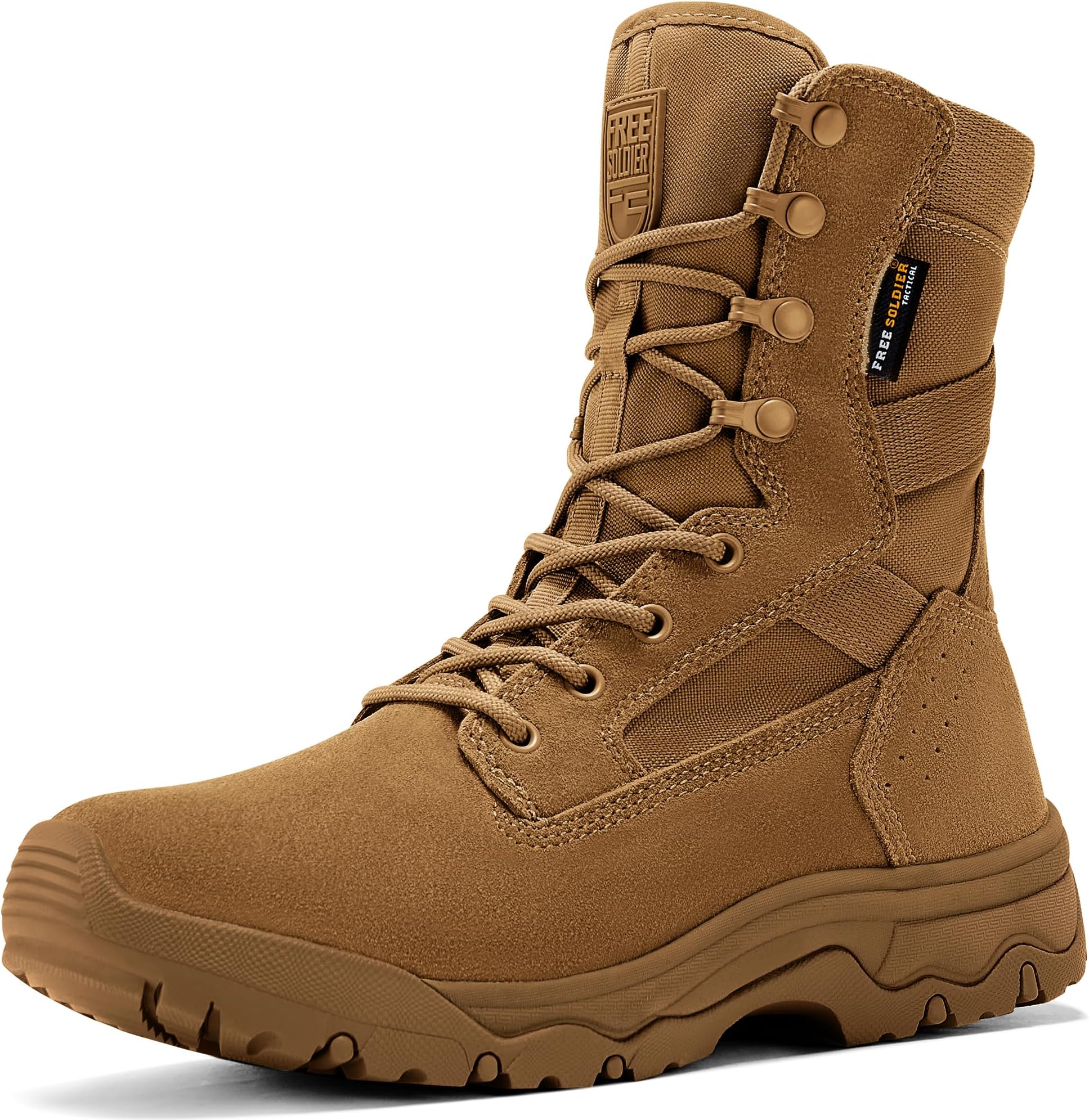 FREE SOLDIER Men's LT Military Tactical 8" Daily Work Boots | Durable Leather, Arch Support, All-Day Comfort, Anti-Slip Outsole, For Hiking, Hunting, Outdoor Work