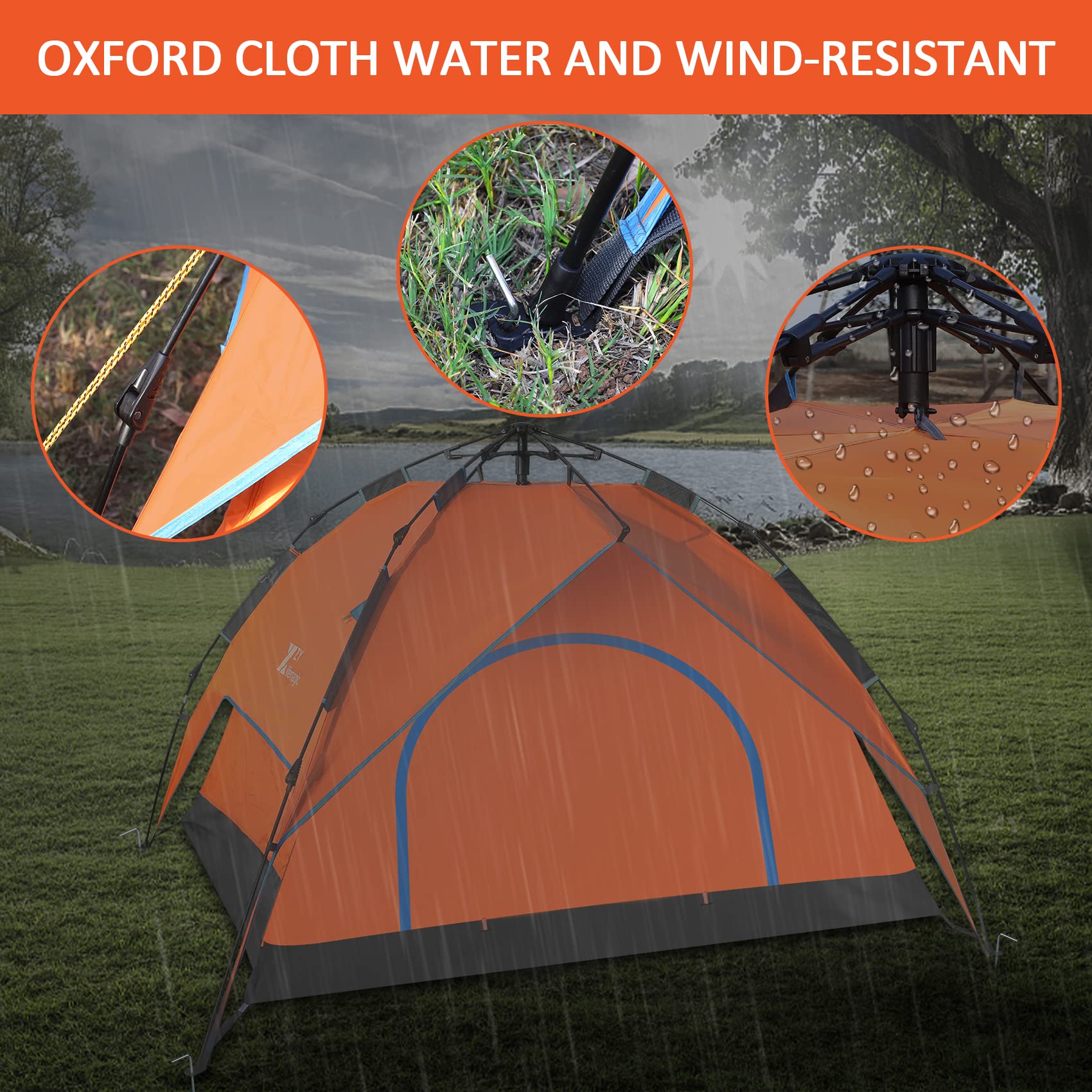 Amazon.com : ZYLifemagic Pop Up Orange 4 Person 4 Season Family