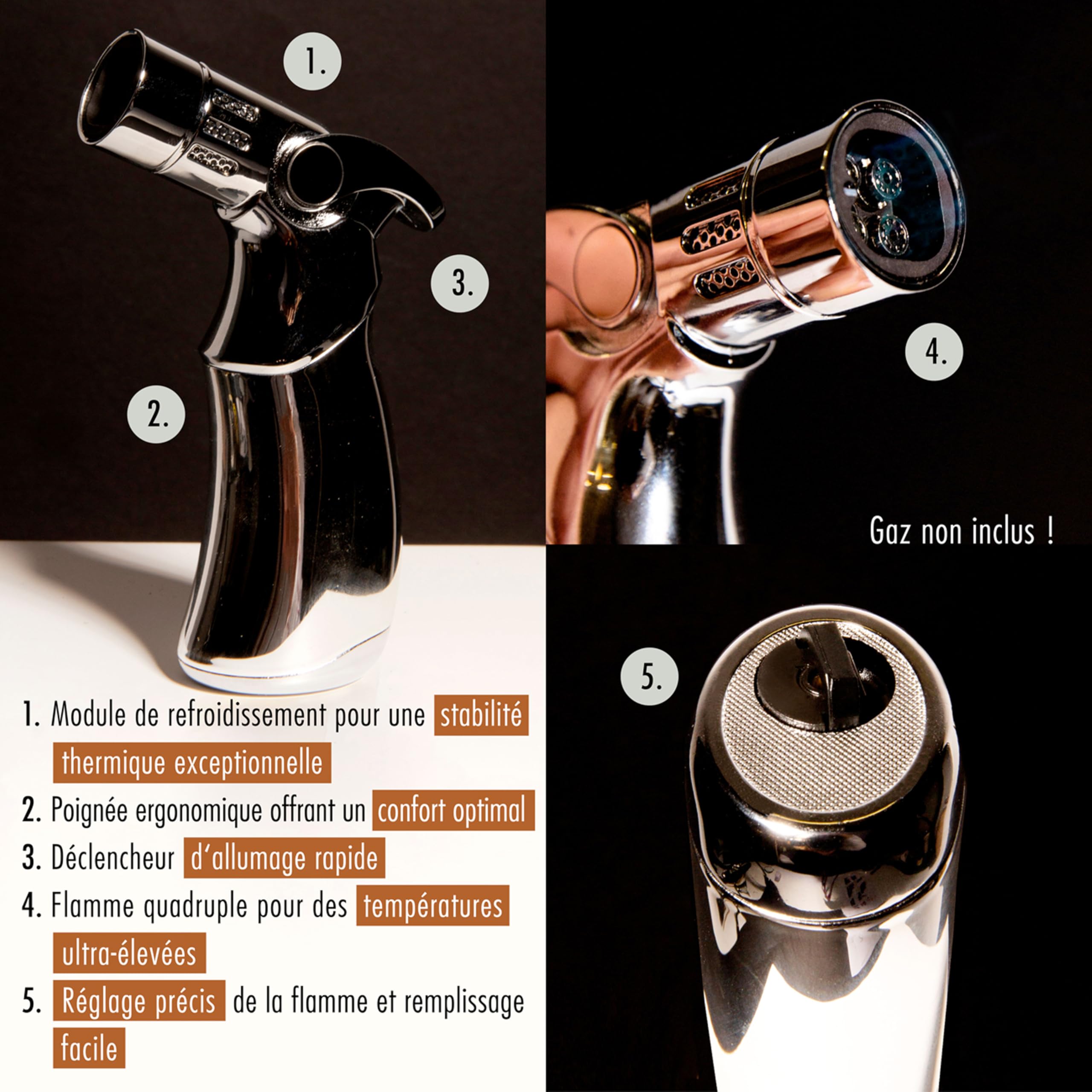 Kit DIY de Fumage pour Whisky et Bourbon | Arômes boisés et épicés naturels | Inclus : 6 copeaux de Bois, 6 Plantes botaniques, 2 Verres, Pierres à Whisky, Torche et cheminée