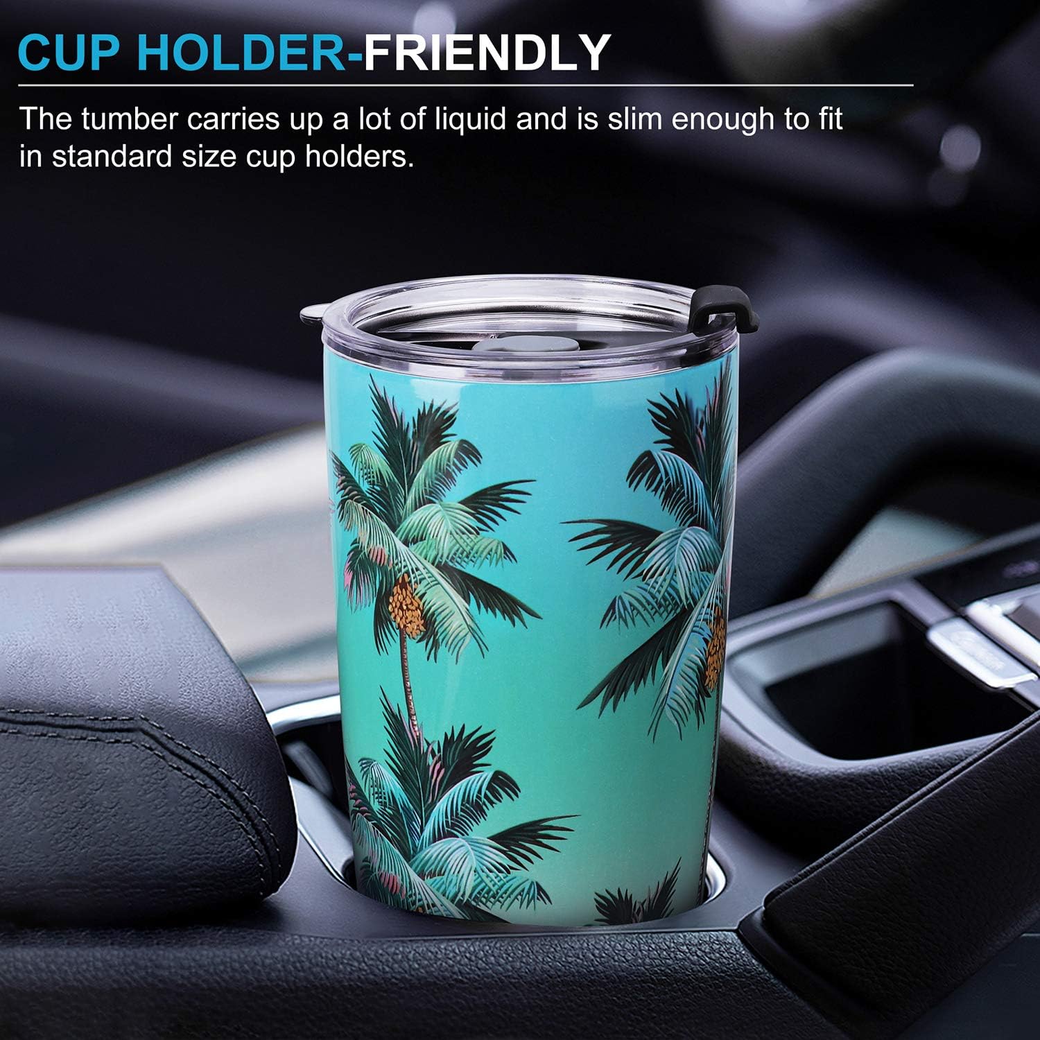 NymphFable 20oz Palm Tree Tumbler with Straw and Lid Stainless Steel Insulated Travel Mug Double Wall - Image 5