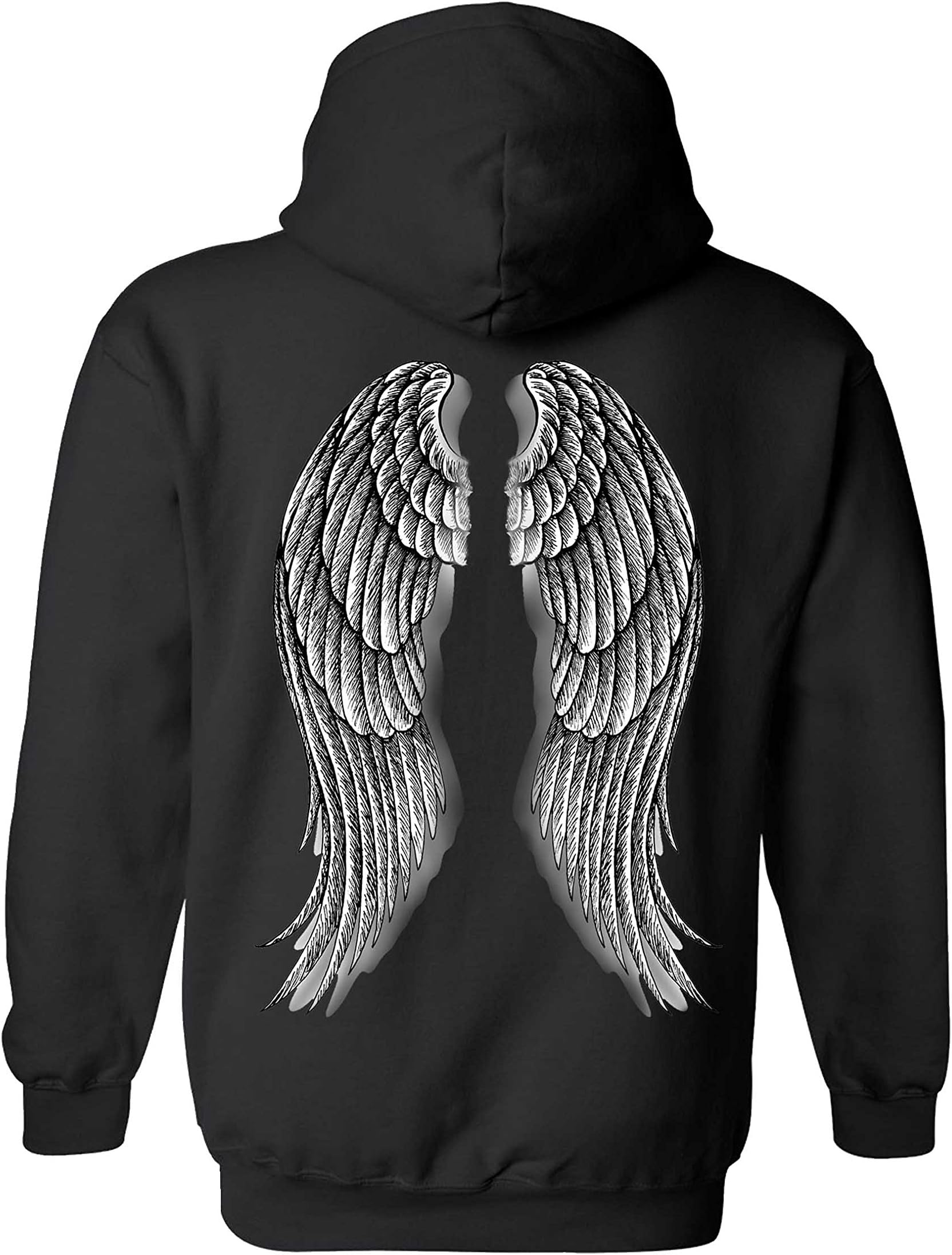 SHORE TRENDZ Women's/Unisex Pullover Hoodie Beautiful Angel Wings BLACK (3XL)