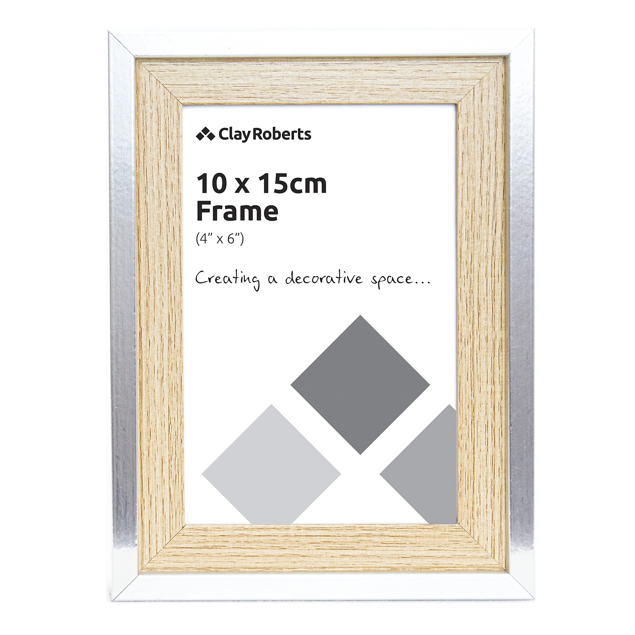 Clay Roberts Photo Frame, 6 x 4, Freestanding and Wall Mountable, 6x4 Picture Frame (Silver Oak)