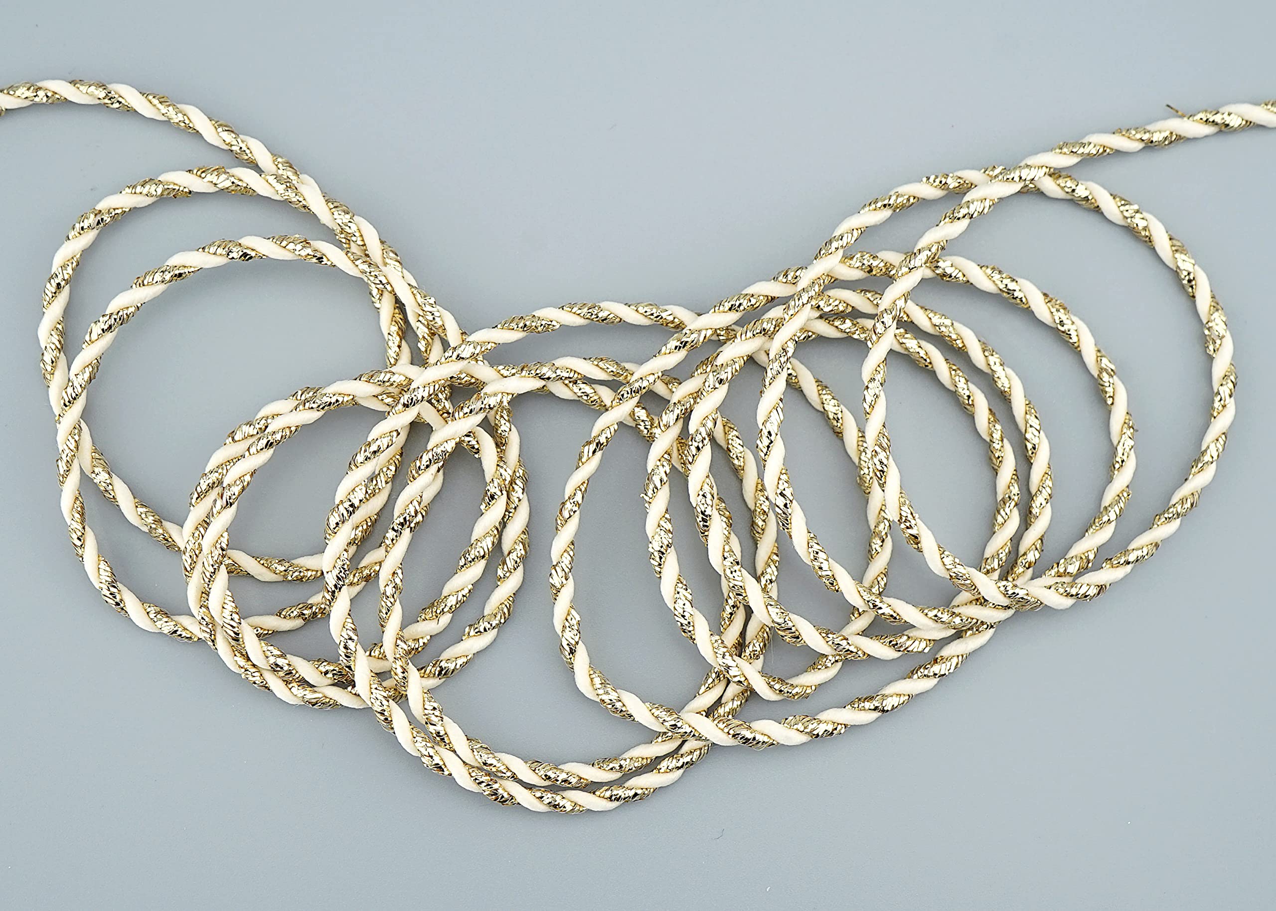25 Metri Di Corda Glitter Oro Crema, 3 Mm, Nastro In Lurex Bicolore, Per Confezioni Regalo E Decorazioni Fai Da Te