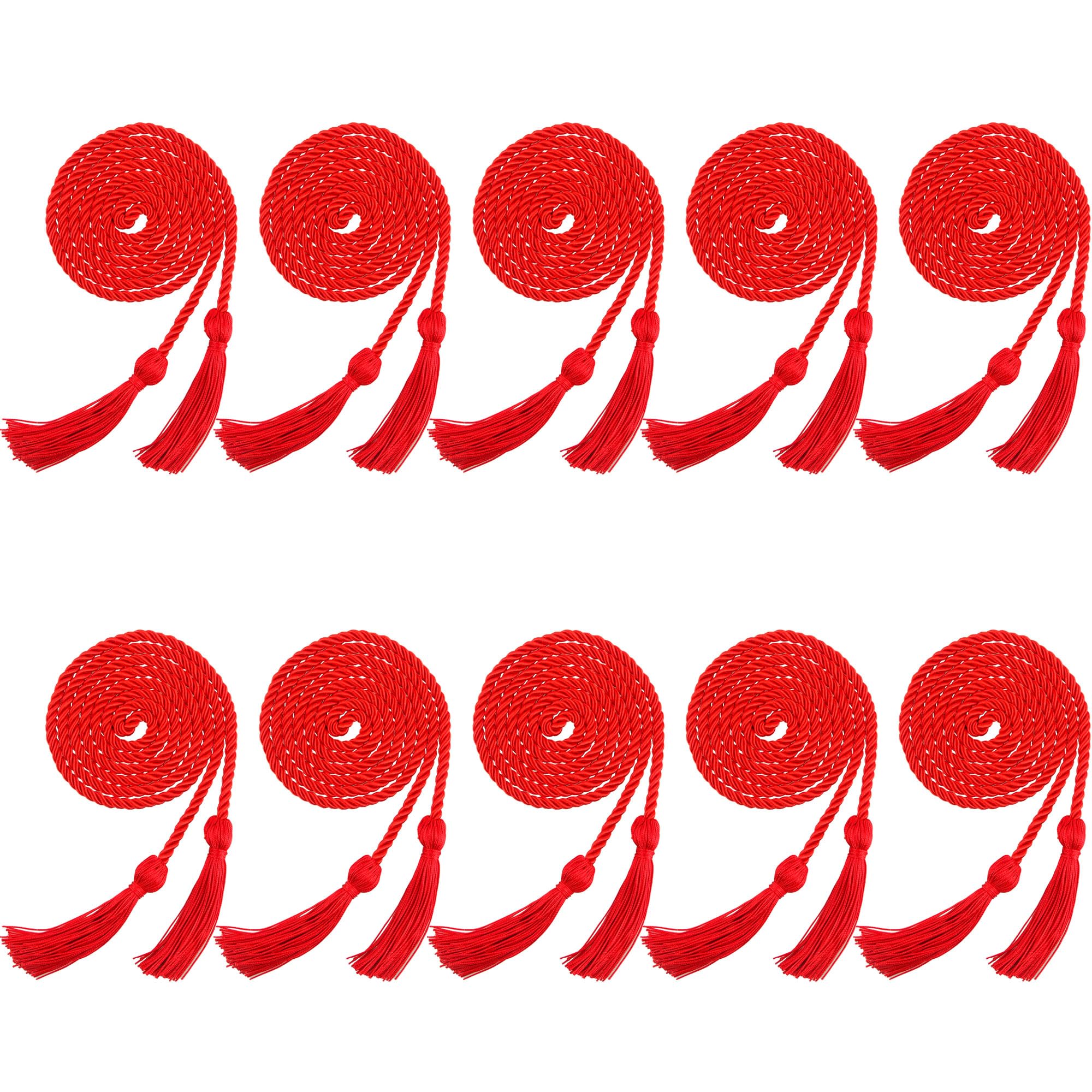 Cordon d'honneur rouge pour diplôme : lot de 10 cordons tressés à pompons