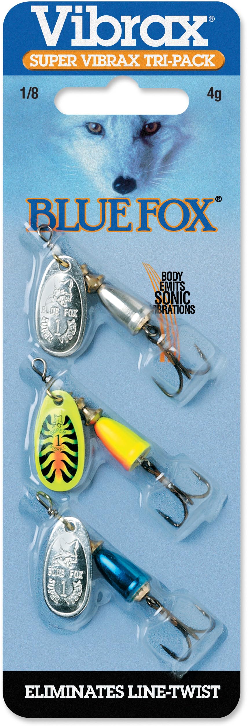 BLUE FOX Super Vibrax Tri Pack, Inline Spinner Lures Assorted Colors for Trout, Bass, Walleye and Salmon