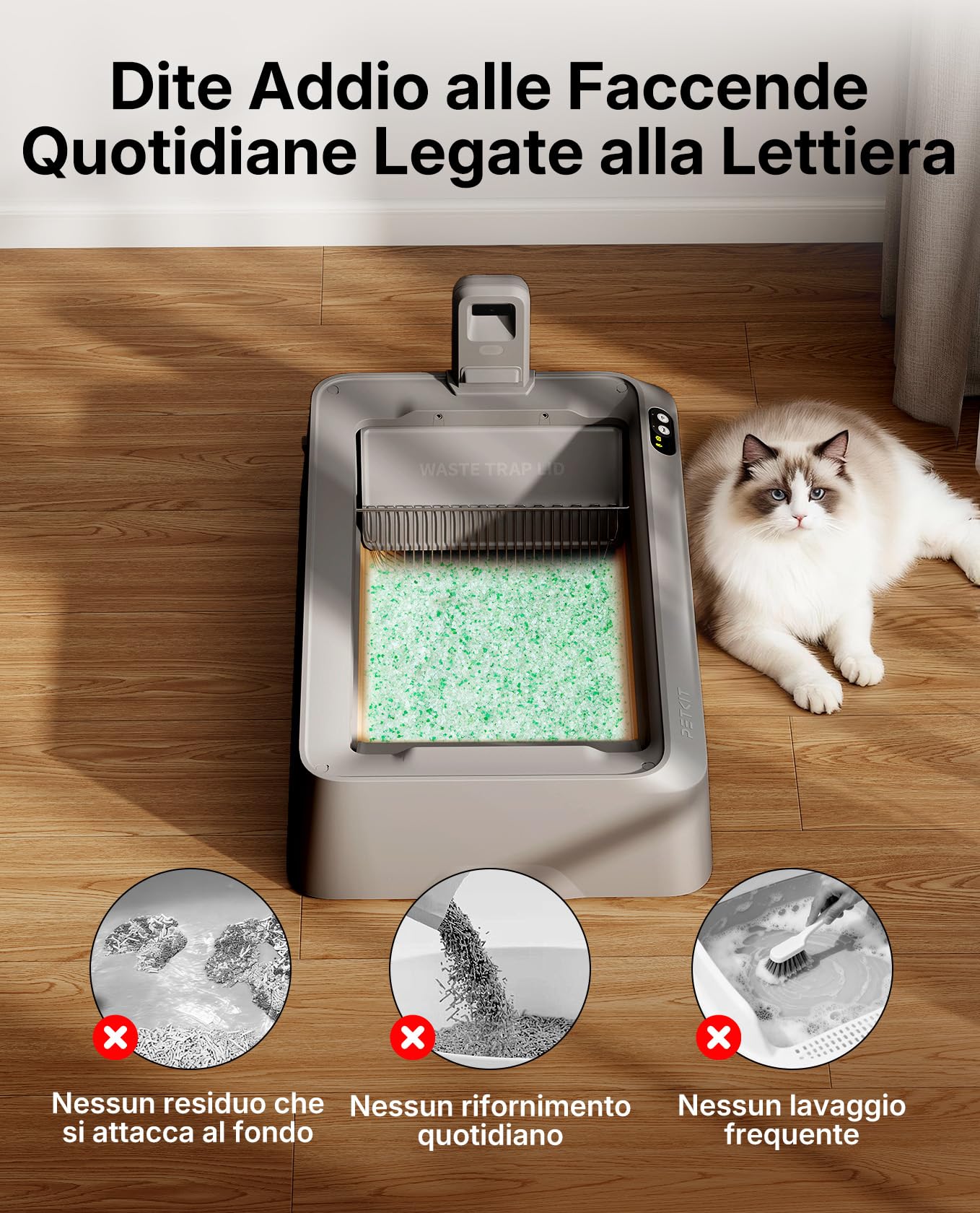 PETKIT Lettiera per Gatti Crystal, Lettiera per Gatti non Agglomerante, Compatibile con PUROBOT CRYSTAL DUO, Eliminazione Multi-odore, Antipolvere, Leggera e Pronta, Ricambio Diretto, 4 Sacchi, Verde