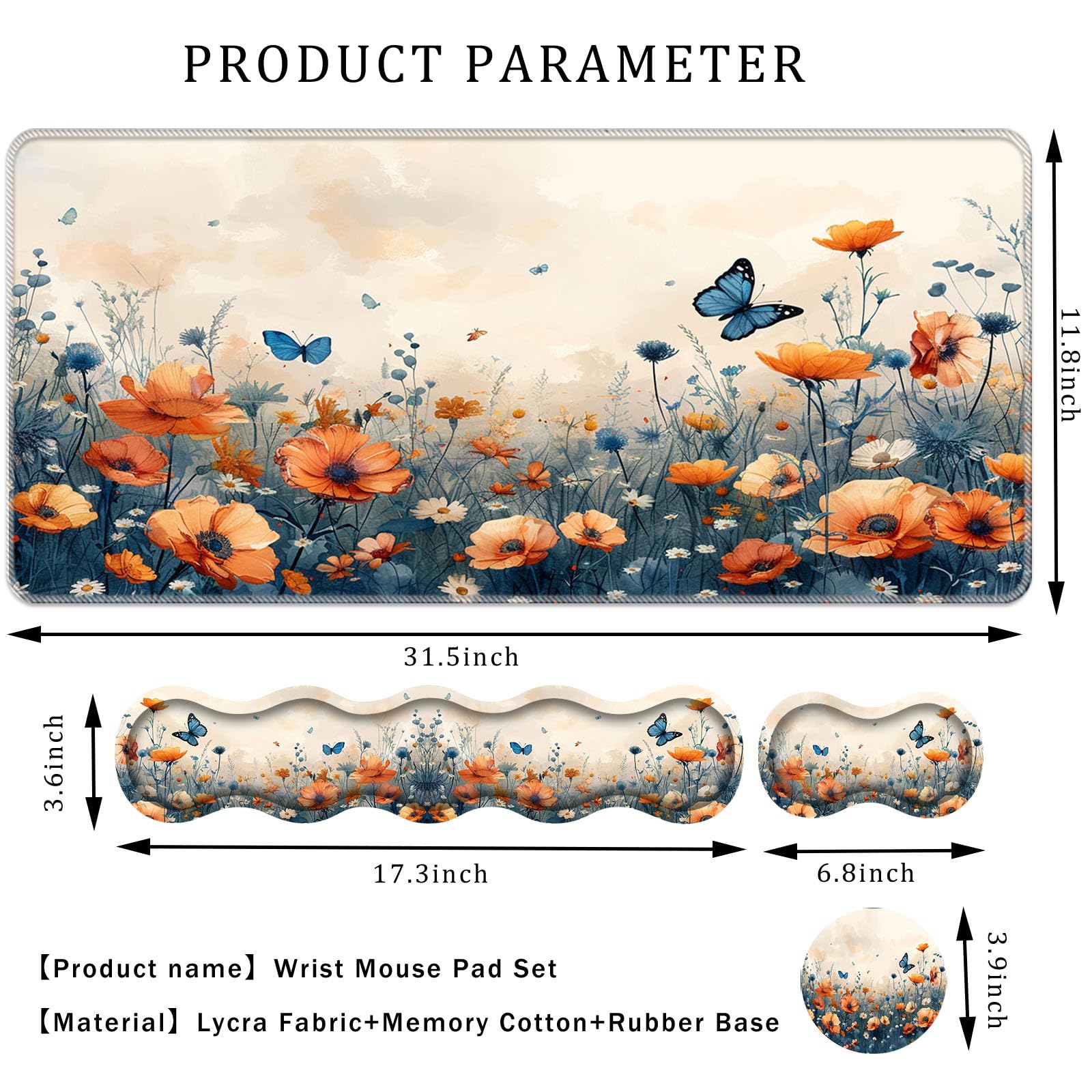 ZXYBNMLE Keyboard Wrist Rest Set,Memory Foam Wrist Support Mouse Pad,31.5