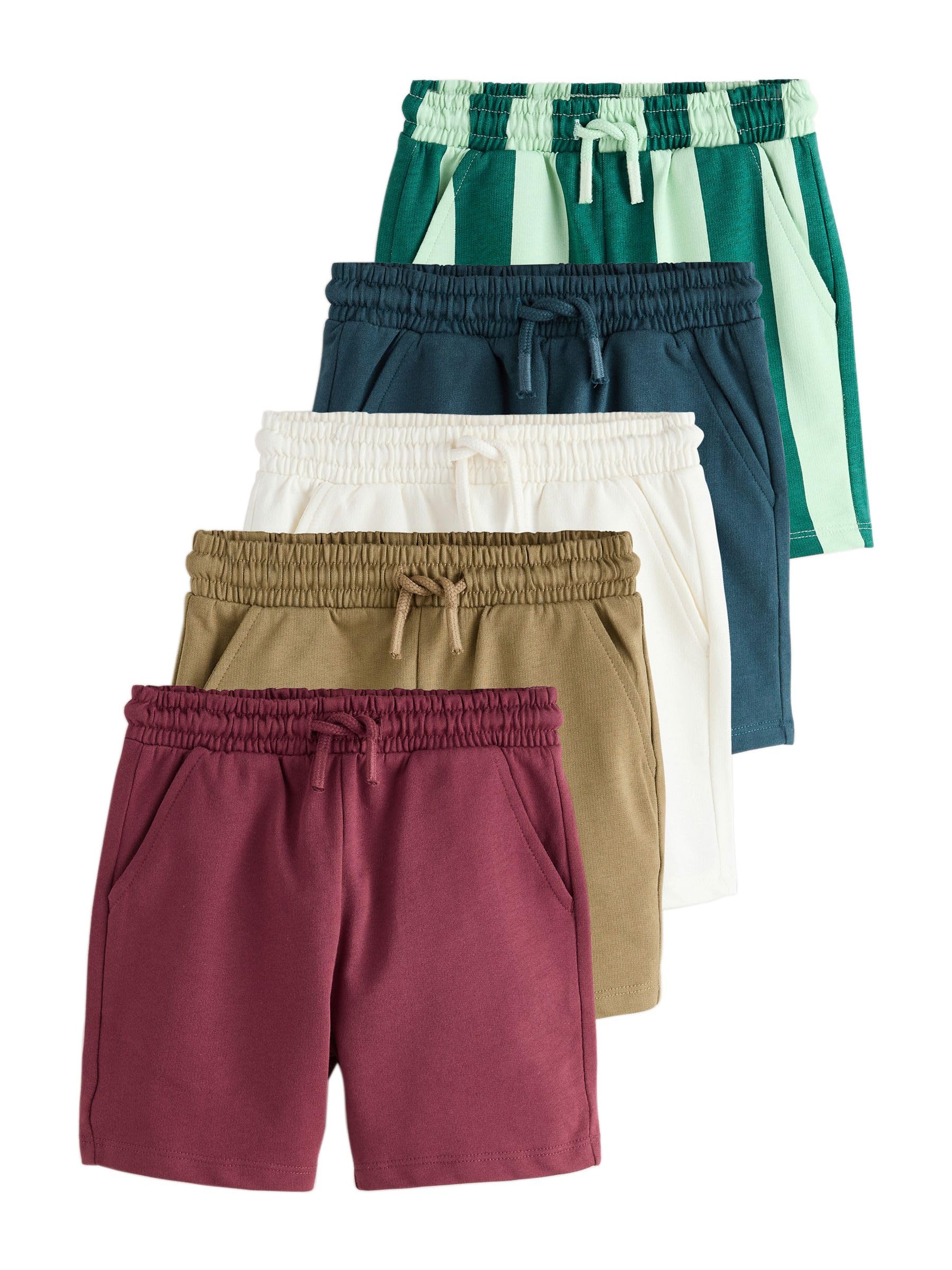 NEXT Ragazzo Confezione da 5 Shorts in Jersey | Bambino, Standard, Mid Rise, Drawstring, 100% cotone