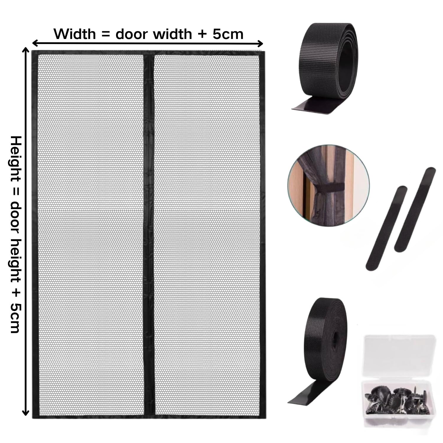 Zanzariera per Porte Grandi Tende Anti-zanzare con Chiusura Automatica Rete Anti-Gatto E Anti-Strappo Zanzariera Magnetica per Porta(160x260cm)