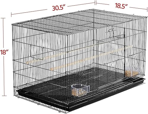Miniatura 4 de Lote de cuatro jaulas grandes de 30 pulgadas para pájaros canarios canarios, periquitos, cría de periquitos, con soporte rodante (negro, lote de 4
