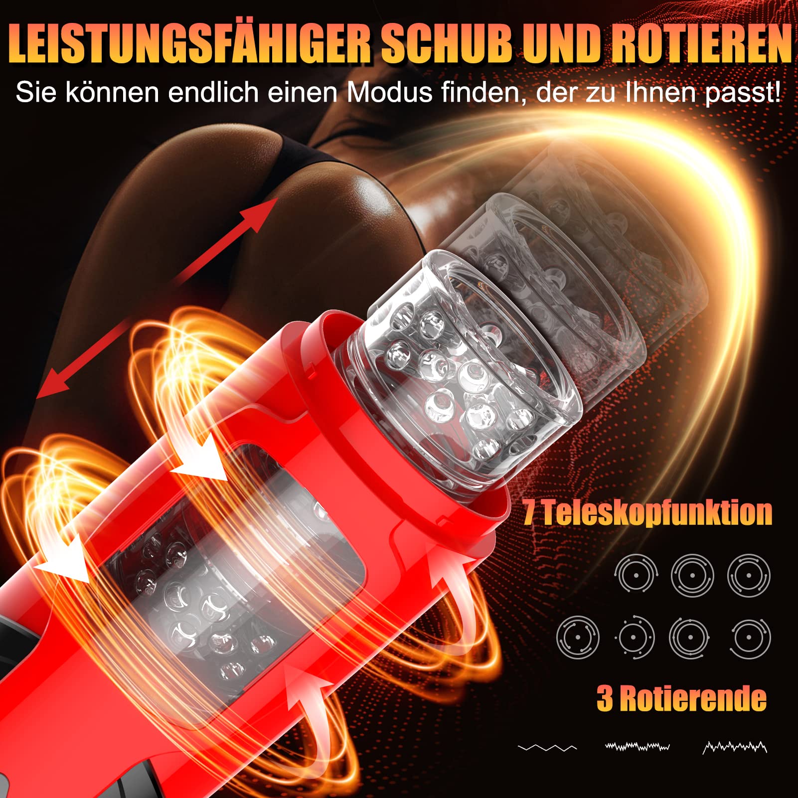 Masturbtore per Uomini Mano Libera Sex Toys, Masturbatore Uomo con 7 Modalità di Funzione Telescopica e Rotante, Sex Toysper Per Uomini