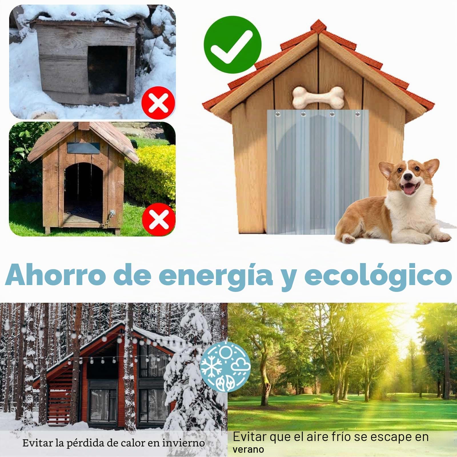 Gekufa Cortina de Puerta para Perro, Cortina de Lamas de PVC Transparente 3.6m*20cm (con 2pc Metálicas), Cortina de Tiras de Plástico para Puertas de Casa de Perros DIY