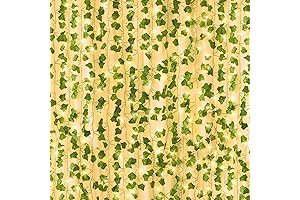 JPSOR 12pcs 84ft Fake Vines with Lights, Artificial Ivy Garland