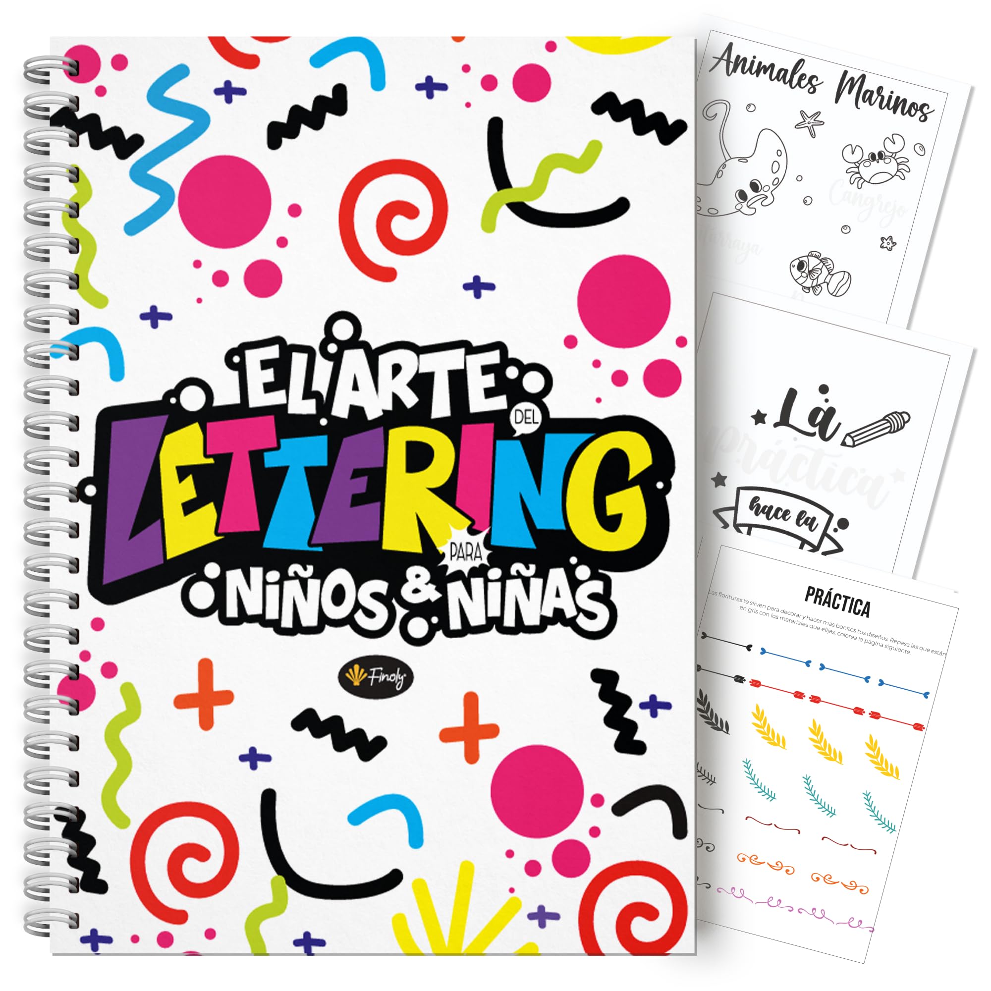 Finoly Lettering Notebook – Lettering Notebook for Girls – Lettering Notebook for Children – Lettering Book – Lettering Book for Children – Lettering Notebook Beginner for Colouring