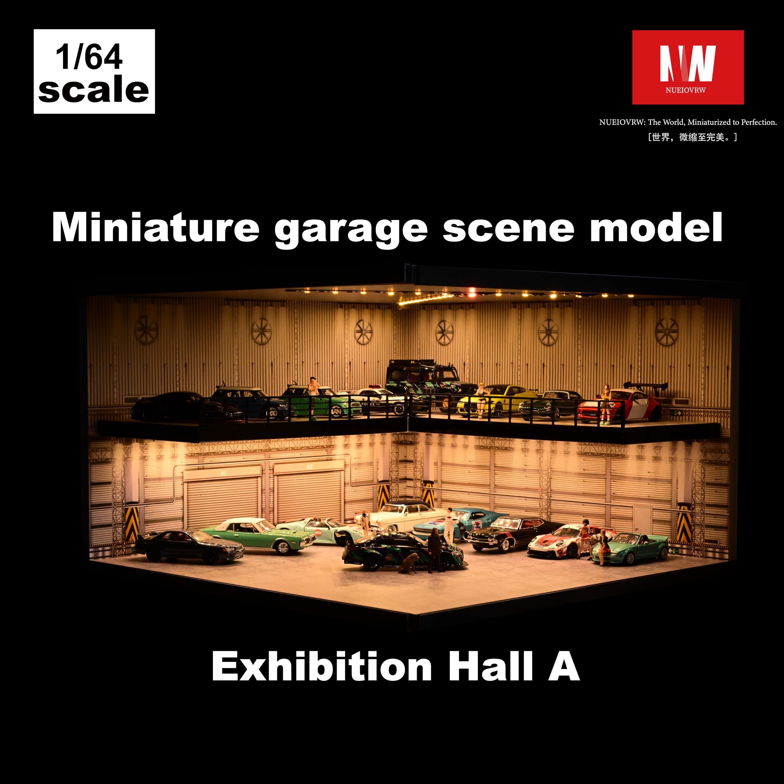 Amazon.co.jp: 1/64 ジオラマ カーガレージモデル LED照明 ダイ