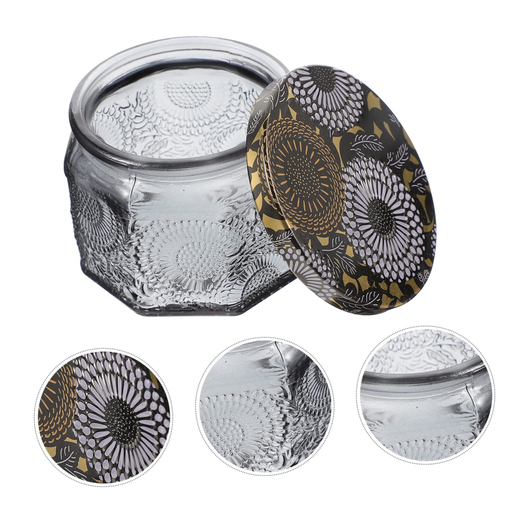 Barattolo Candele in Vetro 14 Pezzi con Coperchio, Rotondo | Realizzare Candele e Crafts Storage, Finitura in Rilievo, Vasetti Riciclabili Stile Casuale