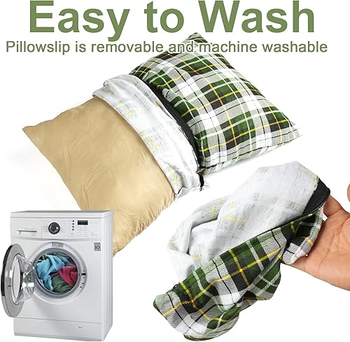 Miniatura 4 de Almohada para acampar al aire libre, ligera, comprimible, fundas de almohada de viaje de franela, funda de almohada extraíble lavable para acampar y