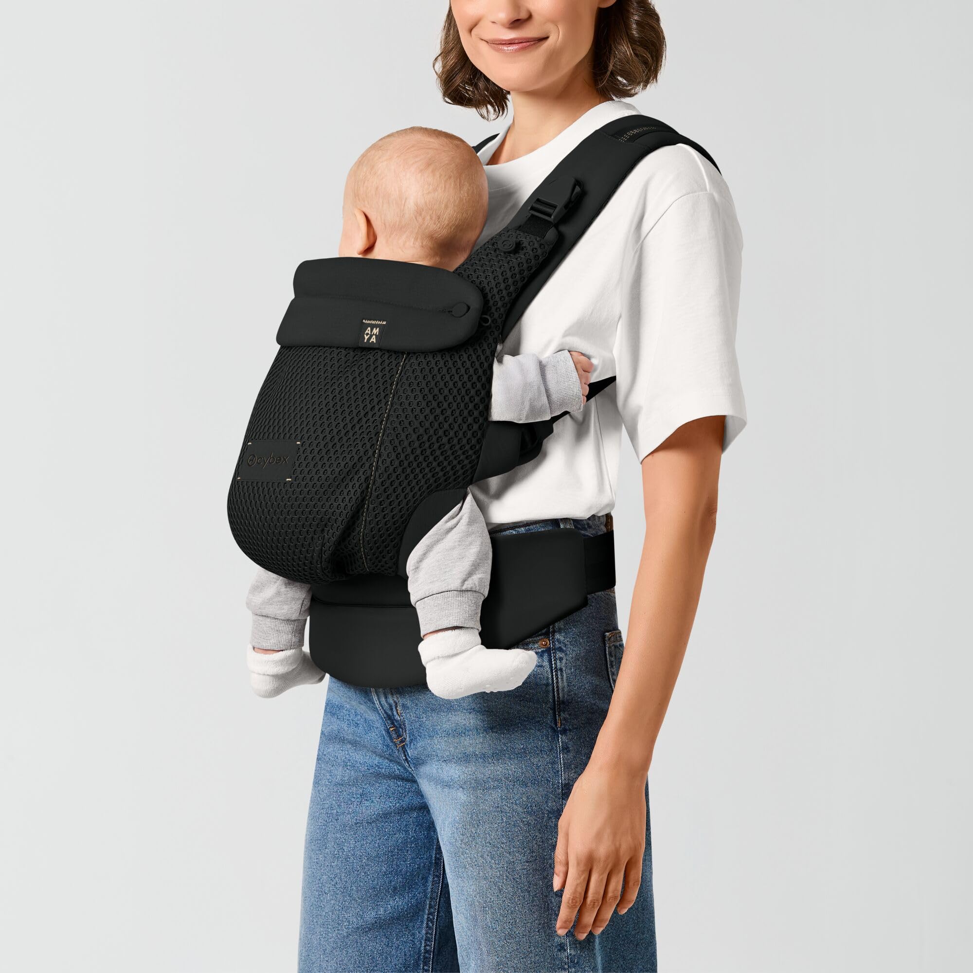 CYBEX Gold AMYA Marsupio, Dalla Nascita Fino a Circa 3 Anni, Peso del Bambino da Min. 3,2 kg a Max. 15 kg, Peso Proprio 760 g, Struttura Autoadattabile, Tessuto Traspirante, Magic Black