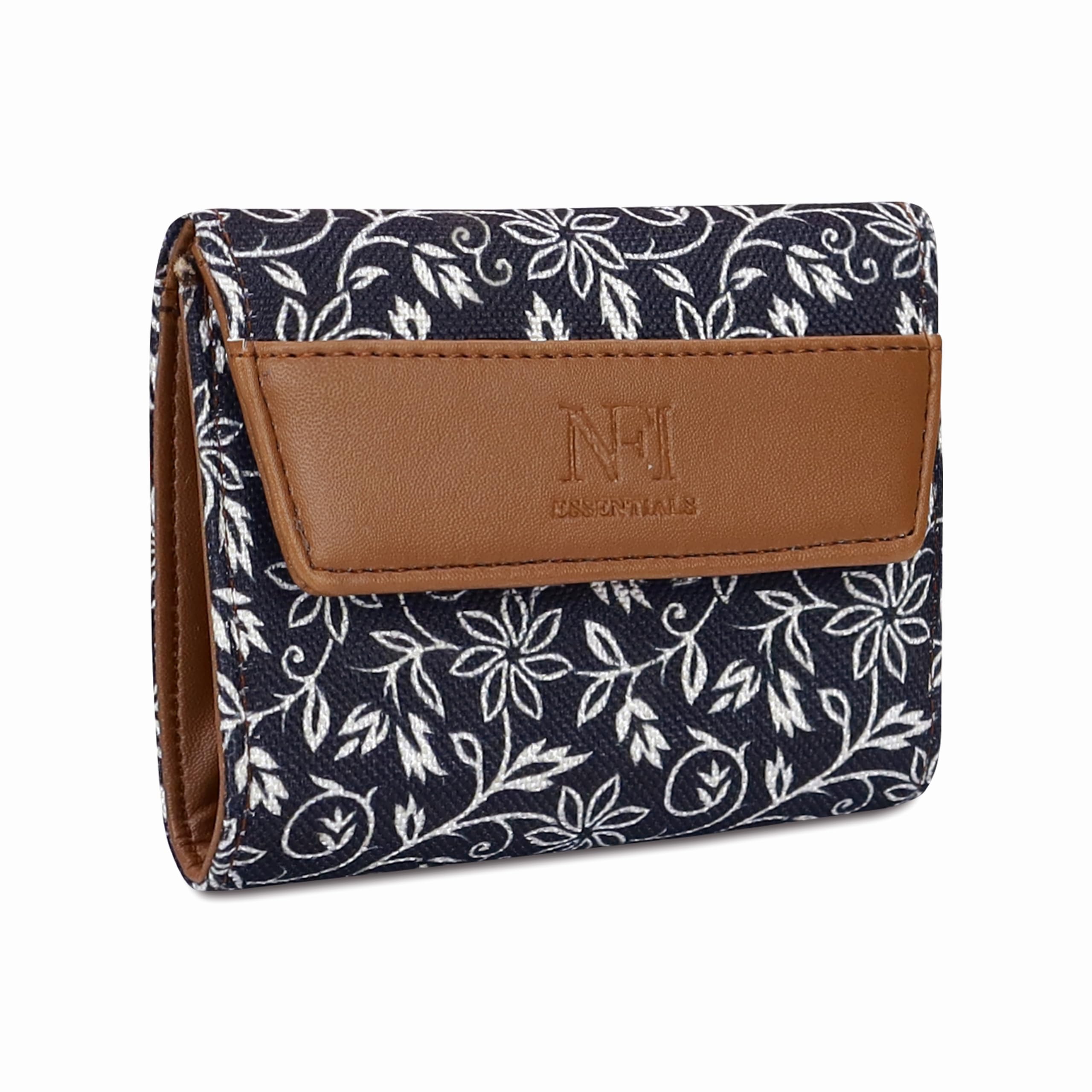 Pack of 2 Women's Clutch Wallet Leaf Bi-fold Multi Card Holder Leaf Design Small Purse Clutch, Black, Casual