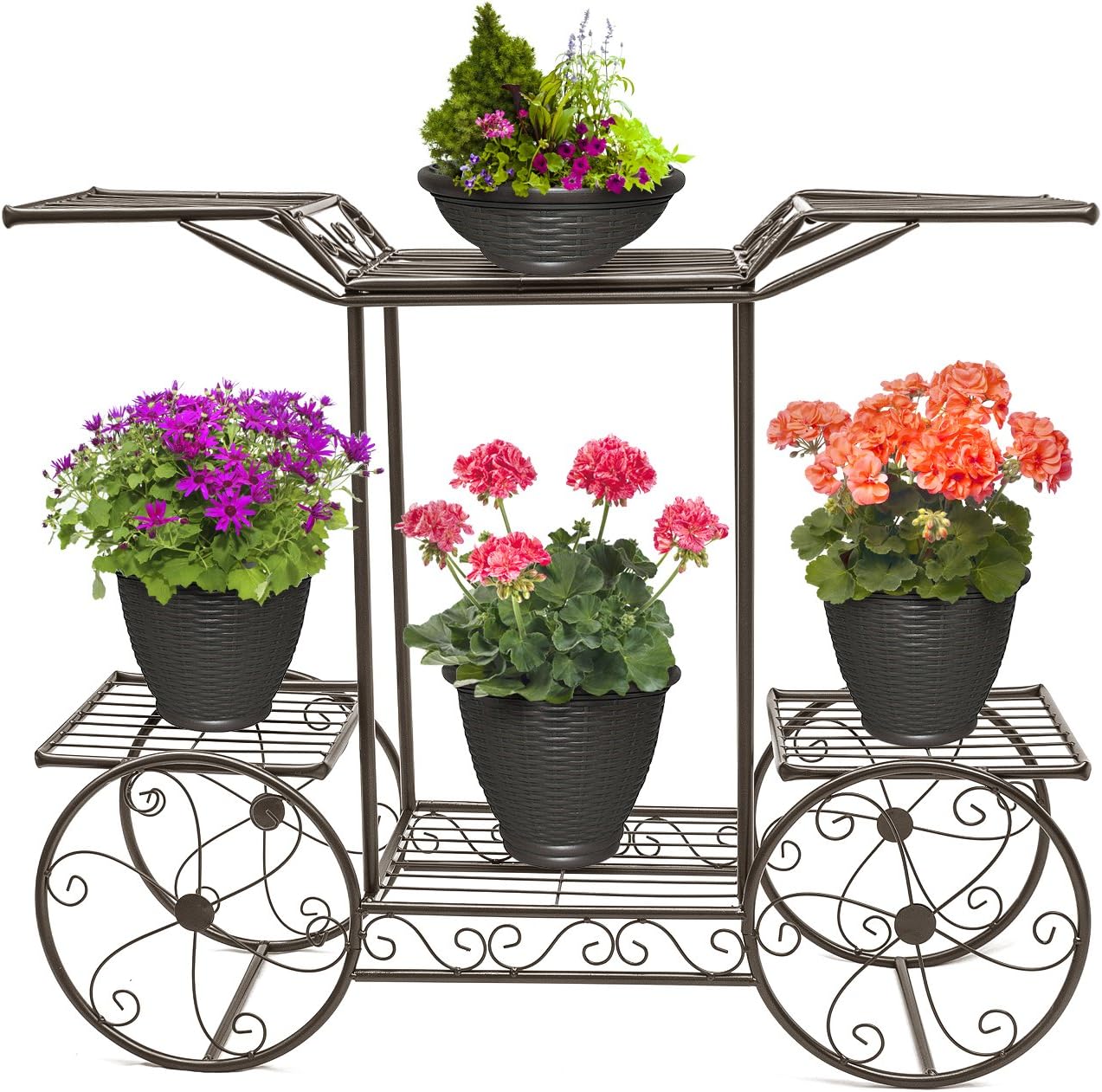 Sorbus® Garden Cart Stand & Flower Pot Plant Holder Display Rack, 6 Tiers, Parisian Style - Perfect for Home, Garden, Patio (Black) : Patio, Lawn & Garden