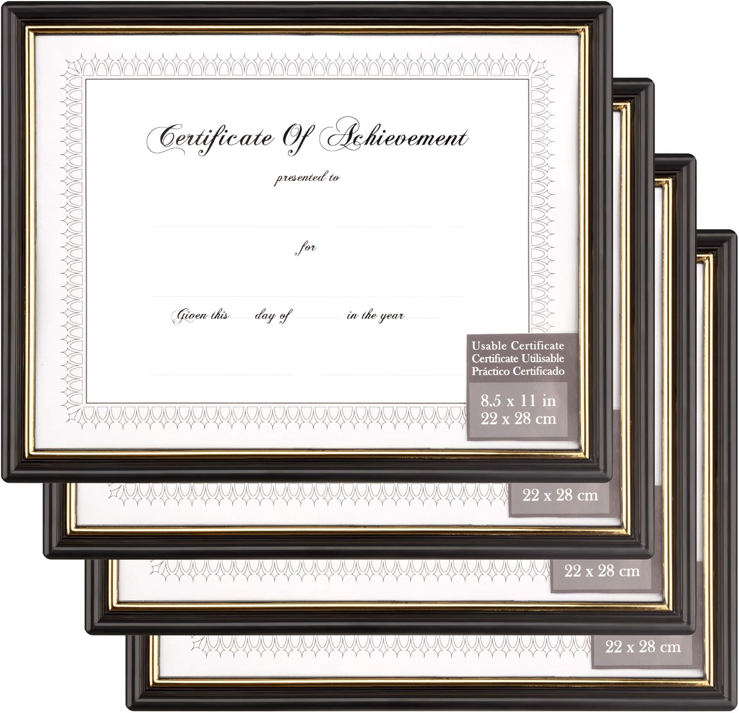Gallery Solutions 8.5"x11" Classic Black and Gold Document