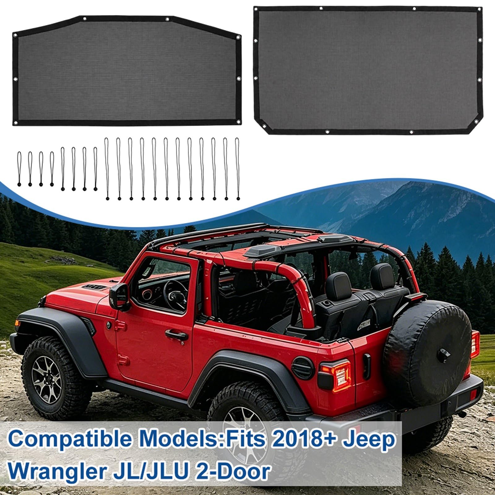 2-drzwiowy daszek przeciwsłoneczny kompatybilny z Wrangler 2