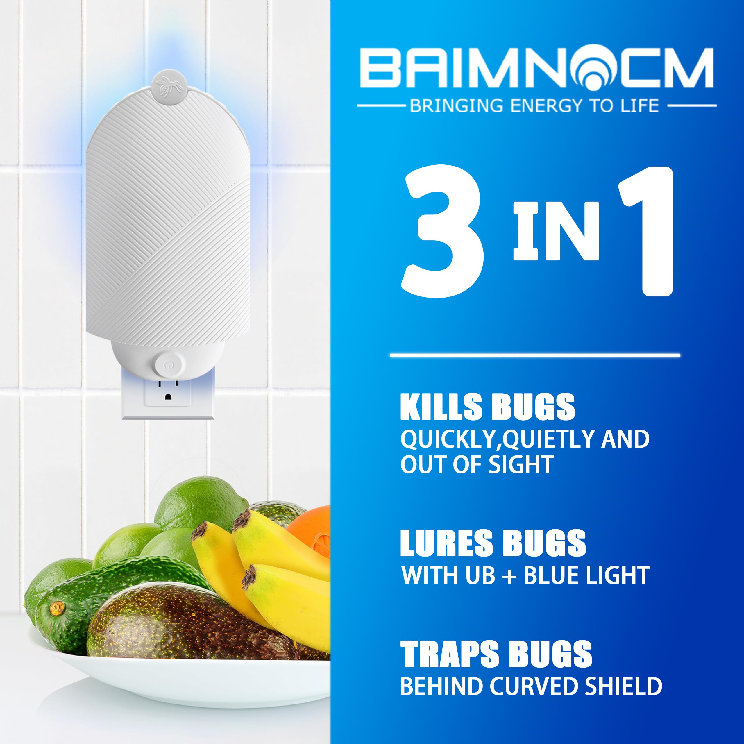 Flying Insect Trap for Indoor Use (2 Staters & 6 Refill Cartridges), UV Light Bug Catcher for Fruit Flies, Gnats & Small Flying Pests, Silent, No-Zap, Mess-Free — view 5