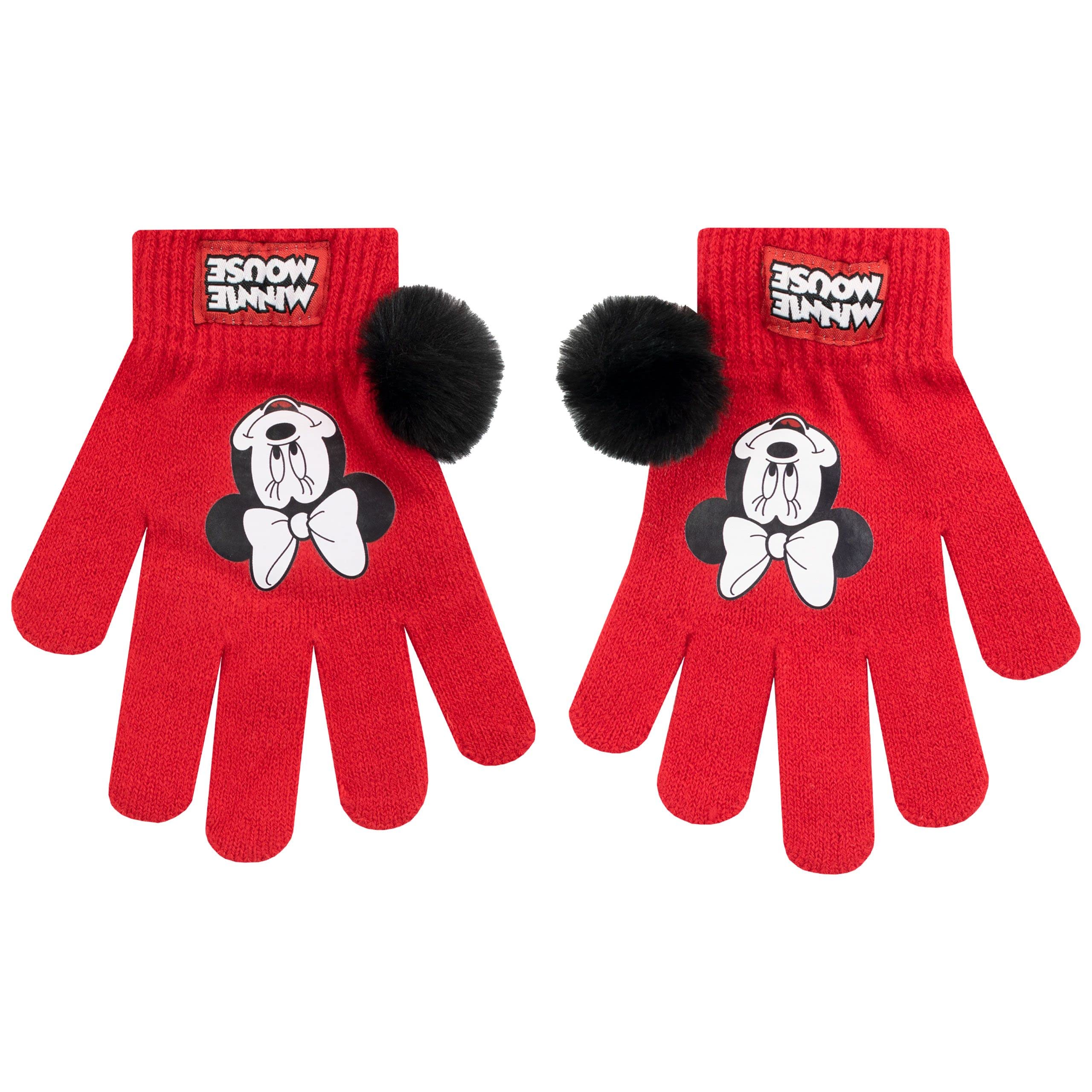 Disney Set de gorro y guantes de invierno para niños Minnie Mouse Rojo Talla única