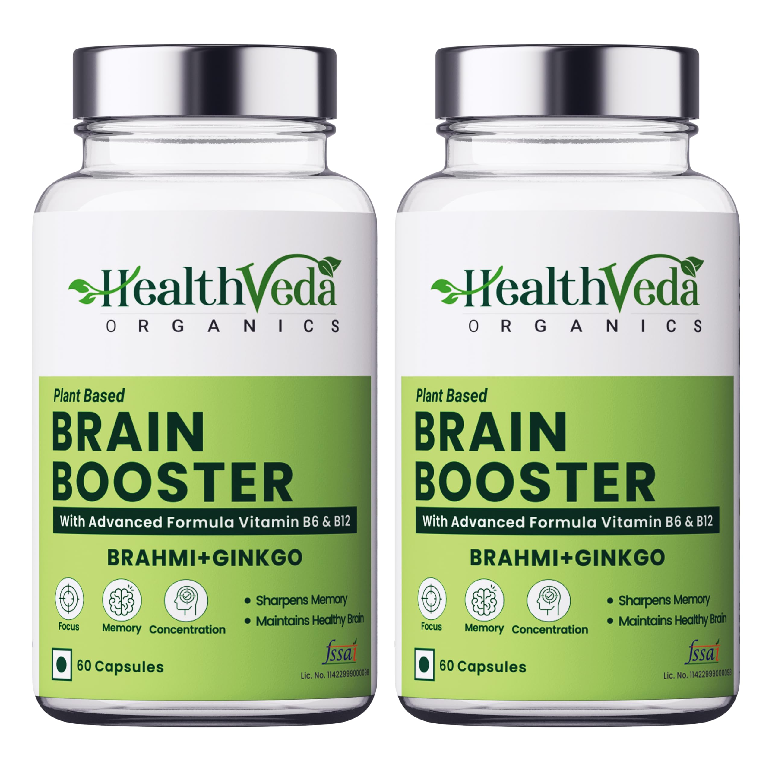 Health Veda Organics Plant Based Brain Booster with Ginkgo Biloba & Brahmi I 120 Veg Capsules I Boosts Concentration & Learning Activities I For both Men & Women (Pack of 2) (B0C43968WY) Amazon Price History, Amazon Price Tracker