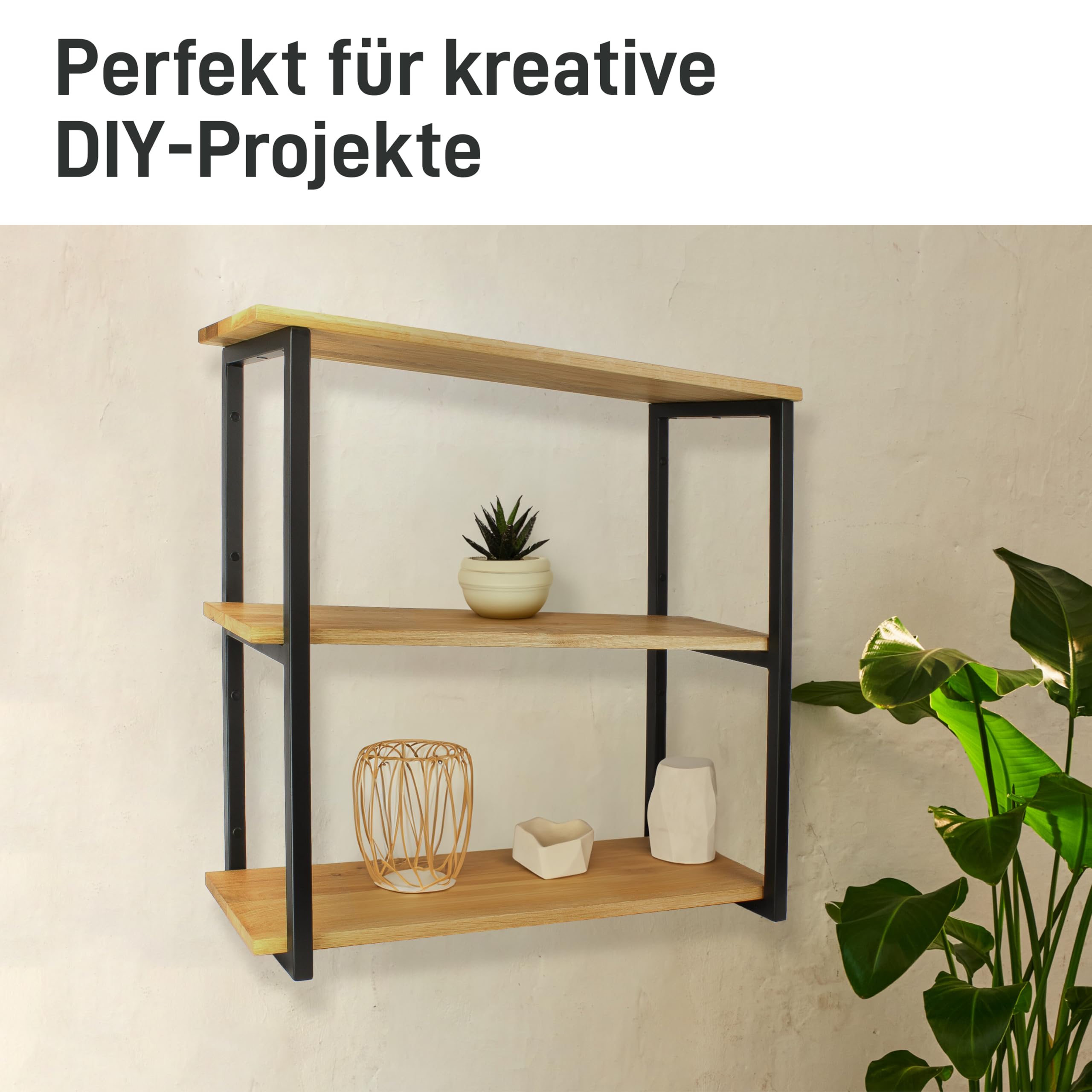 Natural Goods Berlin 2X Regalhalterung GRÜNAU - Wandregal aus Metall in Schwarz - Wand Regalträger für Hängeregale in Wohnzimmer, Küche, Bad und Abstellkammer