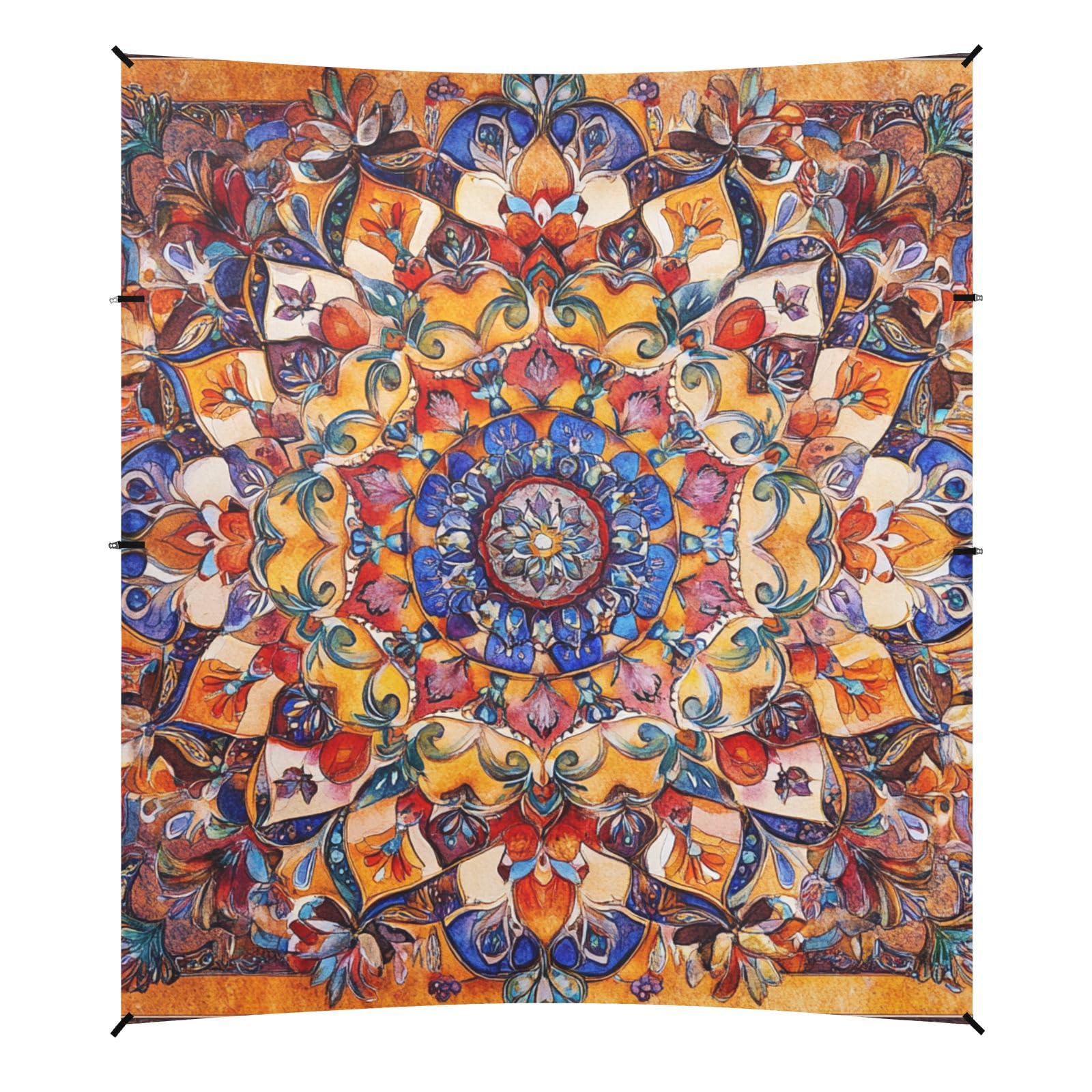 Bohemian Pattern Boho Vintage Mandala Beach Tent UPF50+ Protection Easy Setup Portable Sunshade with Sturdy Poles, Sandbags and Shovel for Family Travel