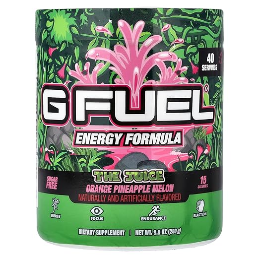 G Fuel XQC Energy Powder, Sugar Free, Clean Caffeine Focus Supplement, Water Mix, Orange, Pineapple & Melon Punch Flavor, Focus Amino, Vitamin + Antioxidants Blend - 9.8 oz (40 Servings)