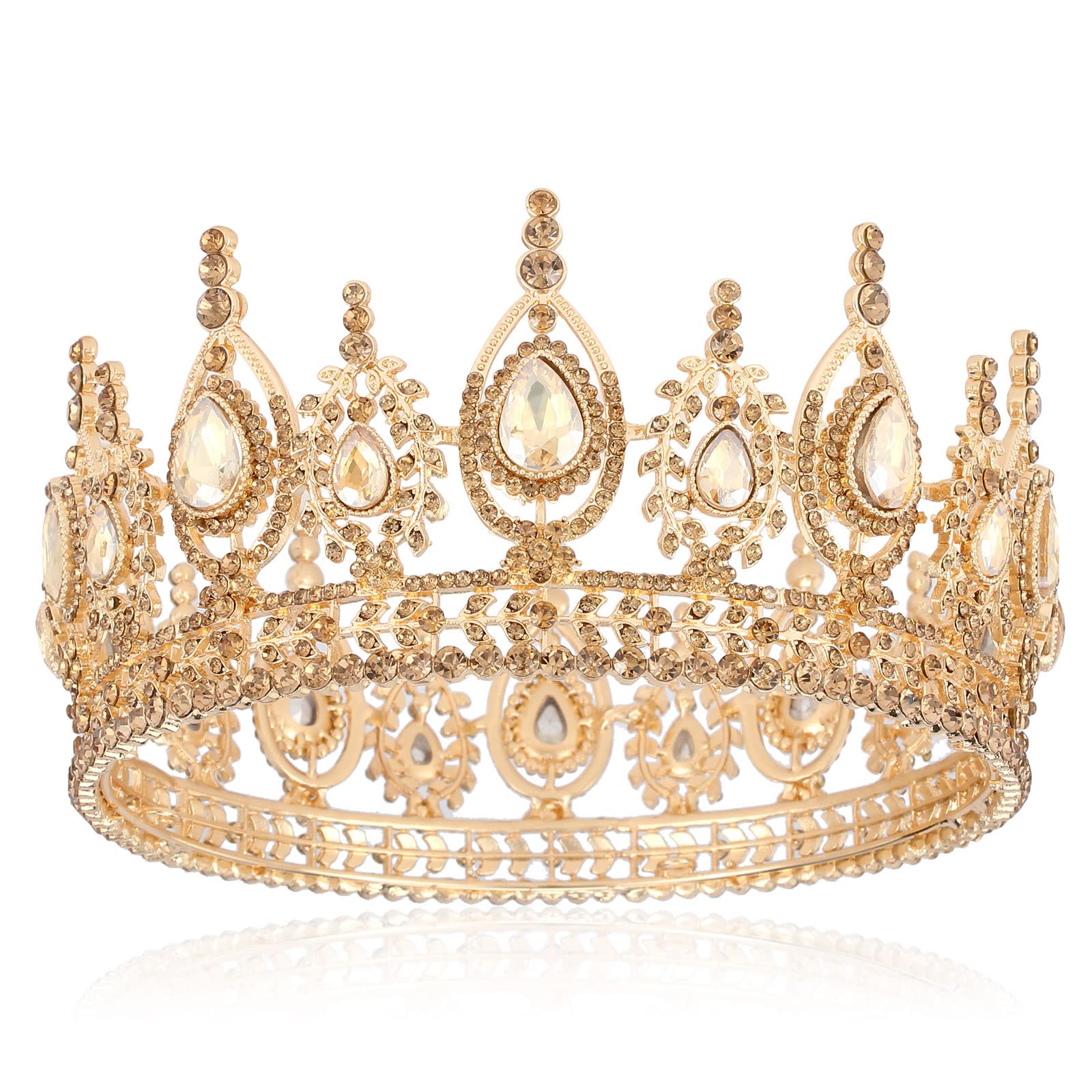 COCIDE Queen Crown for Women Crystal Tiara for Girl Rhinestones Headband Princess Hair Accessories for Birthday Party Bridal Prom Costume Bride Wedding Cosplay (Clear Crystal+Gold Crown)