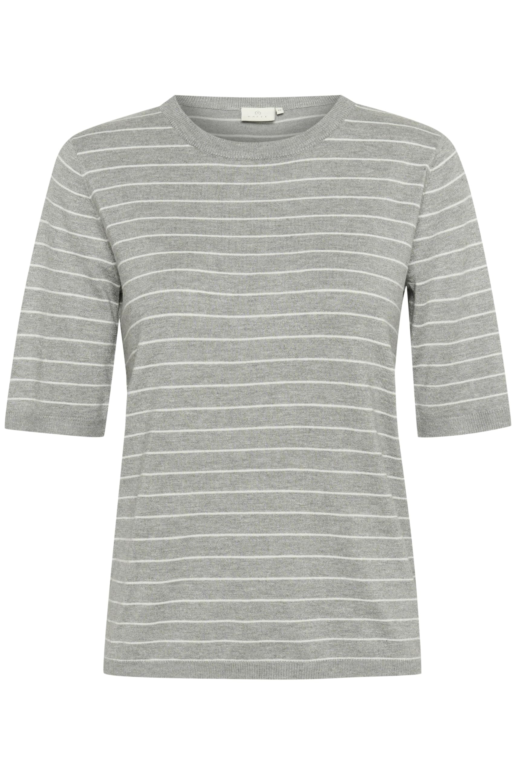 KAFFE Women's Jersey Crew Neck Short Sleeves Regular Fit Horizontal Stripes Mujer