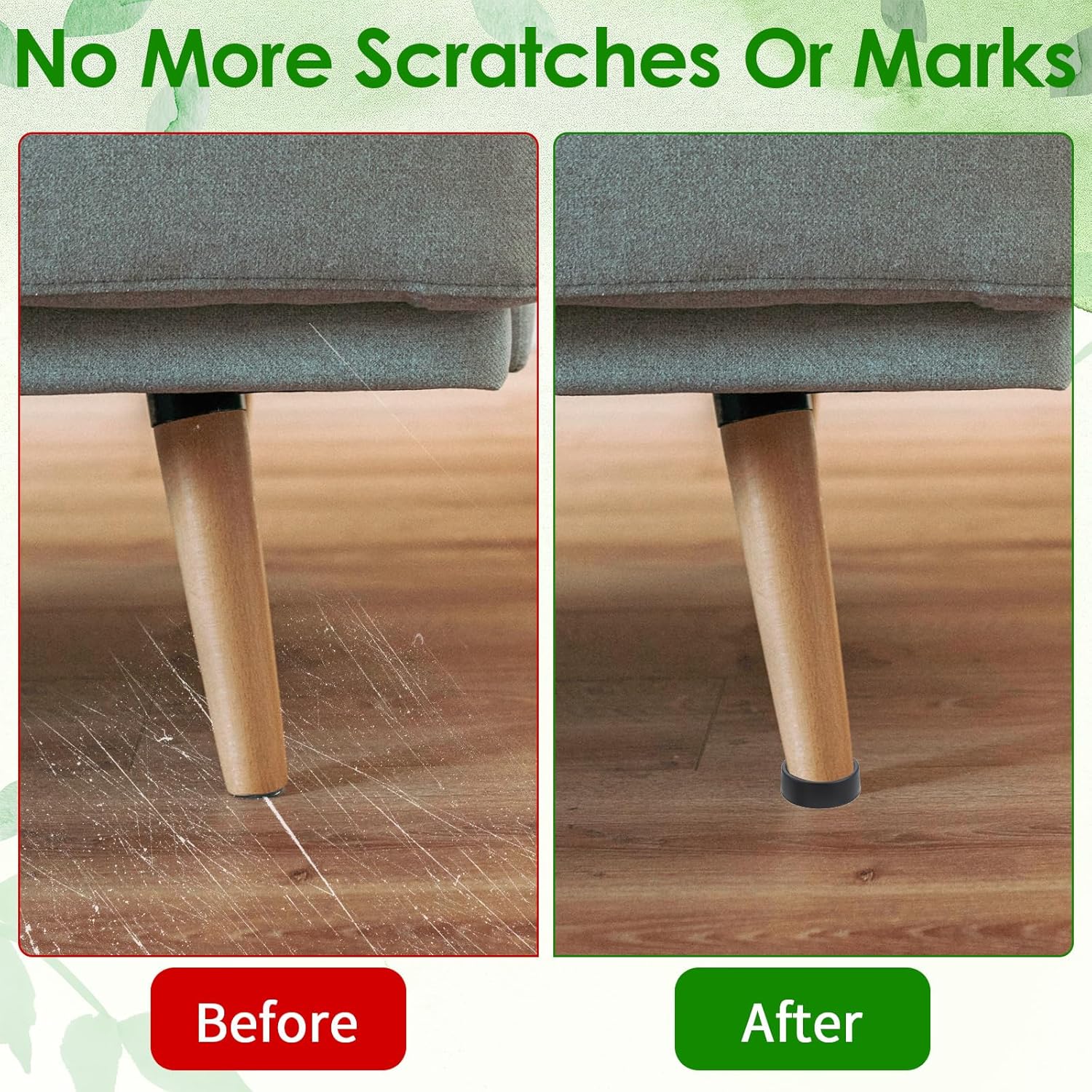 1.5x1.5 Round Rubber Furniture Caster Cups, Bed Leg Pads Non Slip, Non Slip Anti Skid Floor Protectors, Furniture Pads Bed Stopper with Grip for Hardwood Tile Laminate, 4 Pack