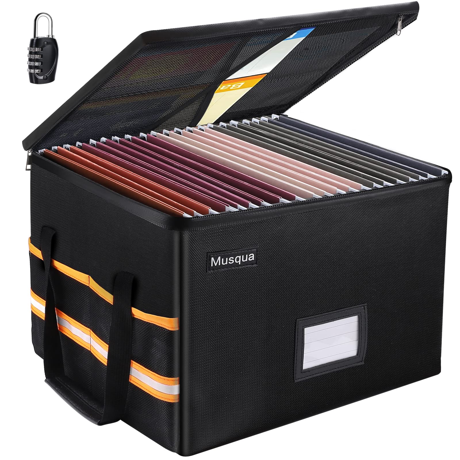 Fireproof Document Box Collapsible File Organizer Box with Lock