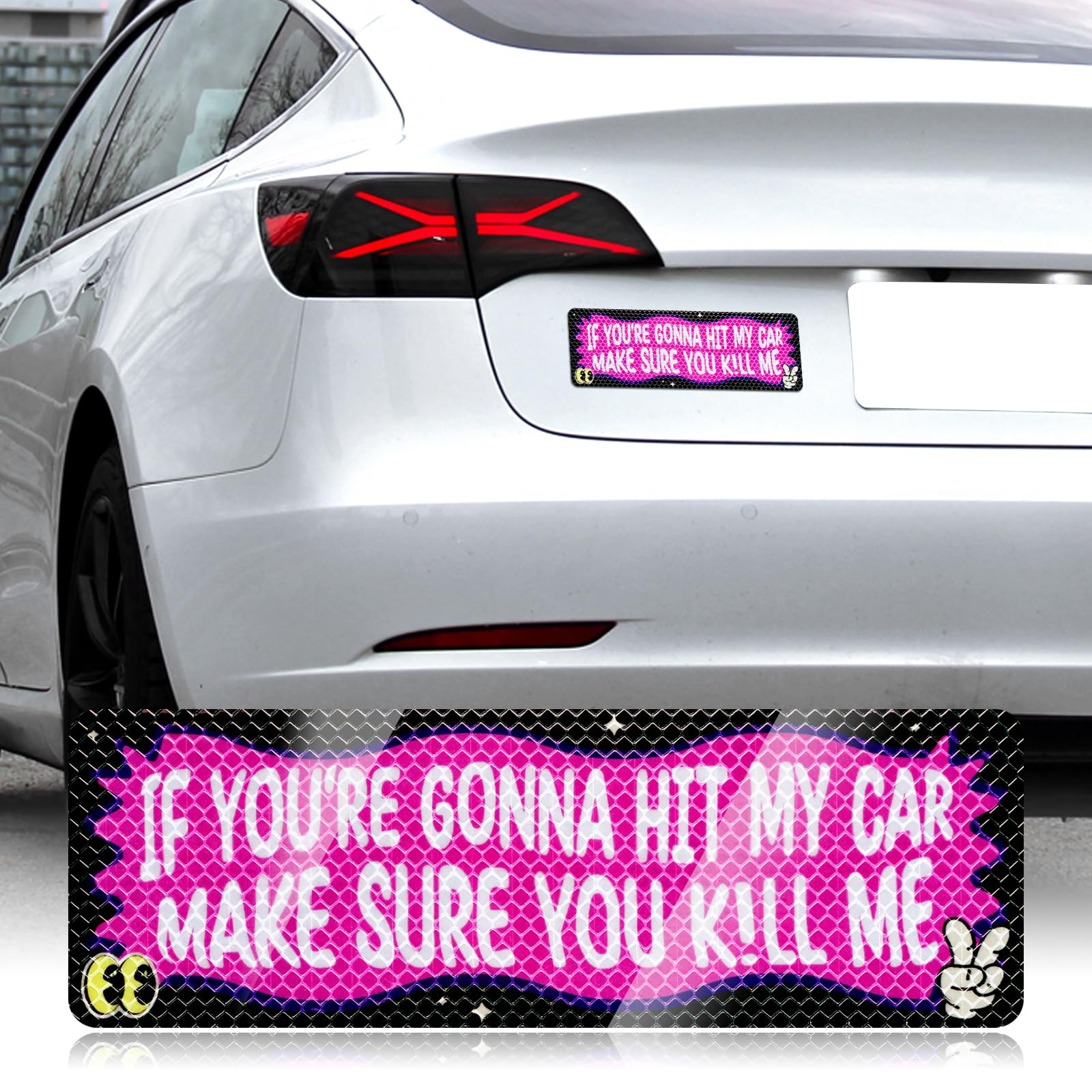 FDAIUN Car Bumper Magnet 9.7 * 3.1 inch Reflective Magnetic Reusable New Drivers Sticker Warning Safety Sign Funny Prank Car Decals for Vehicle Truck (Biehl)