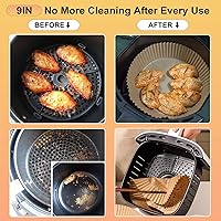 Vista 6 de Forros de papel desechables para freidora de aire: 100 piezas de 9 pulgadas, forros redondos para canasta de freidora de aire, papel de pergamino