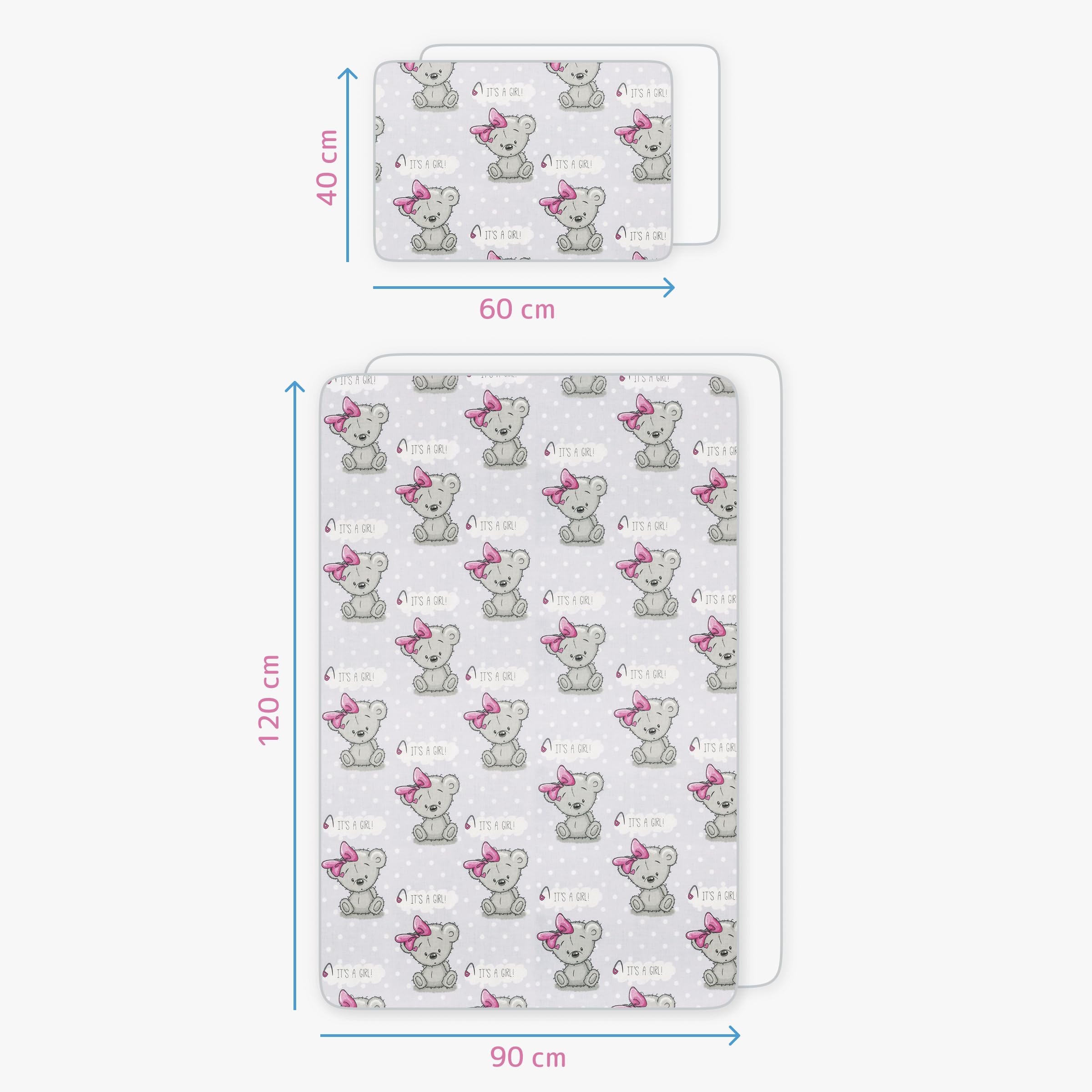 Baby Comfort Juego de Cama de 4 Piezas para niños pequeños, 120 x 90 cm, Funda de edredón y Funda de Almohada (It's a Girl) (12 Meses+)